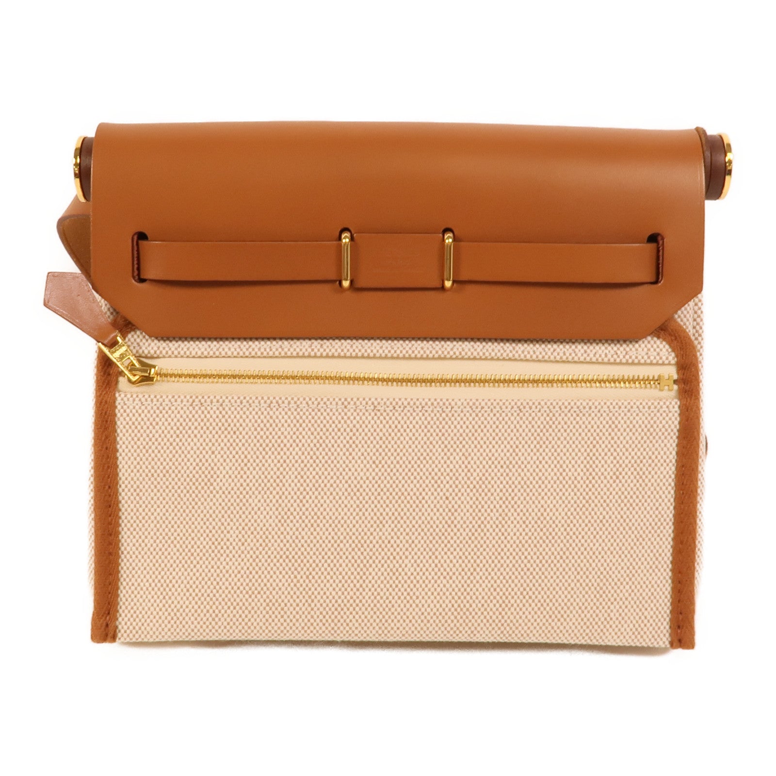 HERMES 帆布Mini Herbag肩背袋Fauve