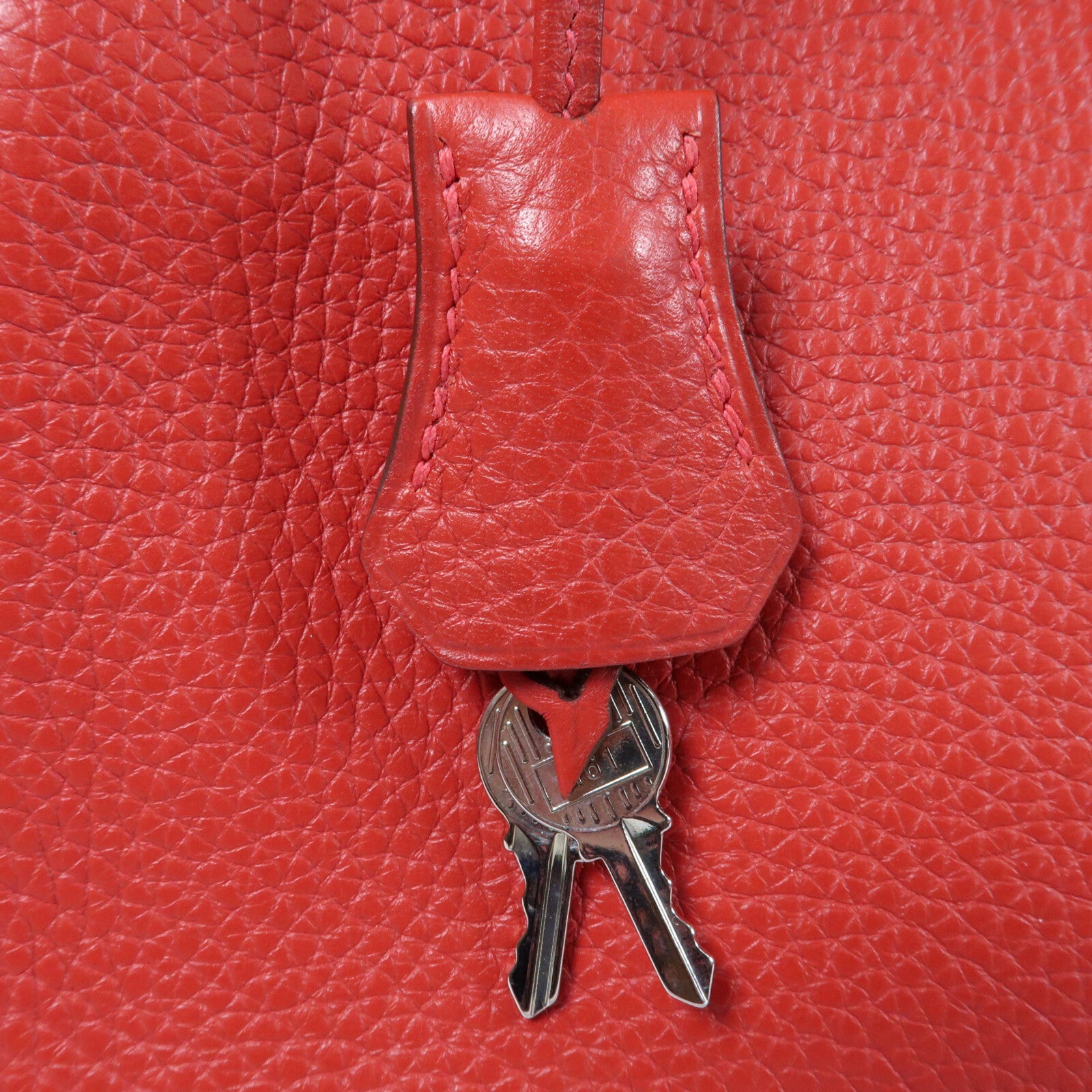 HERMES Togo皮革Kelly 28銀扣手挽肩背兩用袋Rouge Casaque