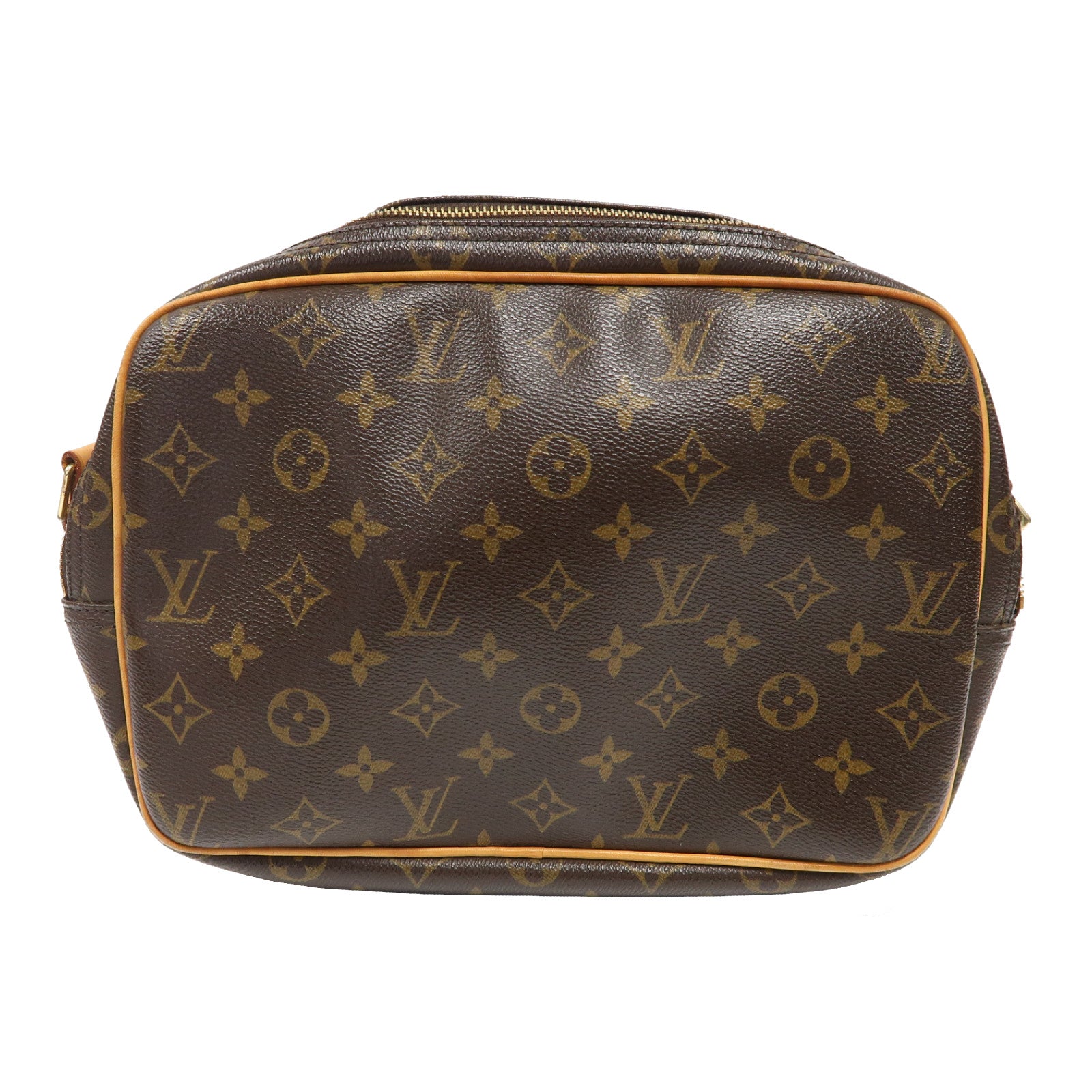 LOUIS VUITTON Monogram Reporter PM金扣肩背袋啡色