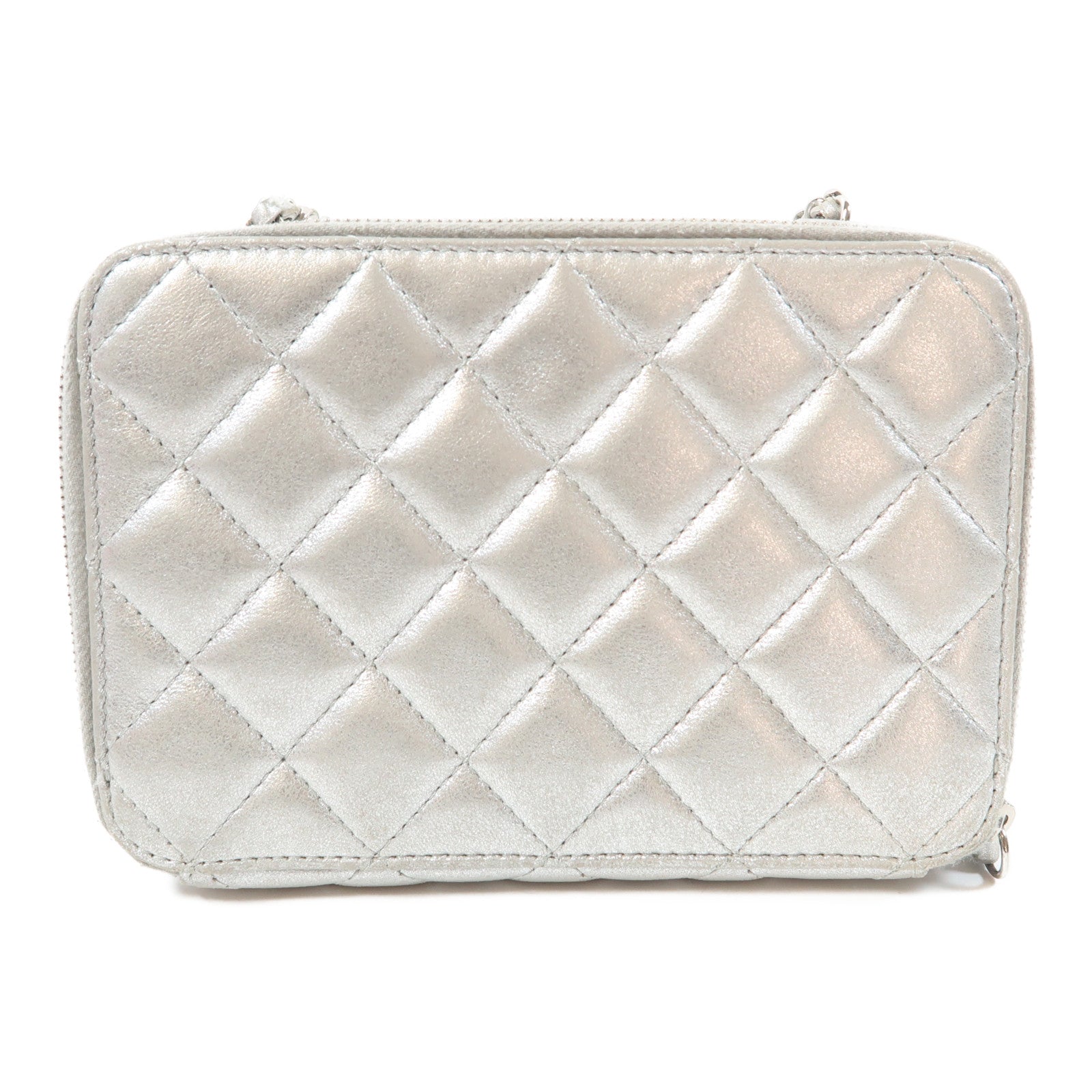 CHANEL 【激減優惠】菱格牛皮皮革Chain Shoulder Bag銀扣鏈帶肩背袋銀色