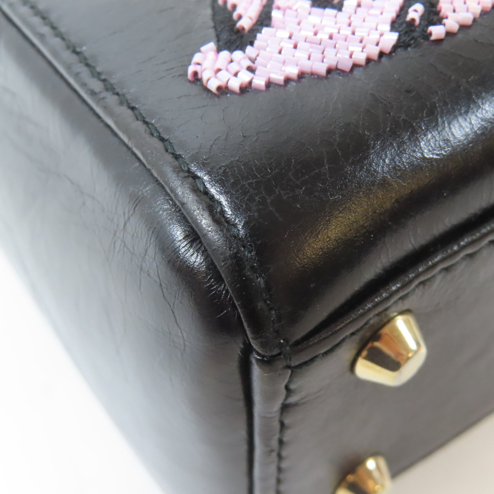 Dior 【激減優惠】牛皮皮革Sequin Mini金扣手挽肩背兩用袋黑色