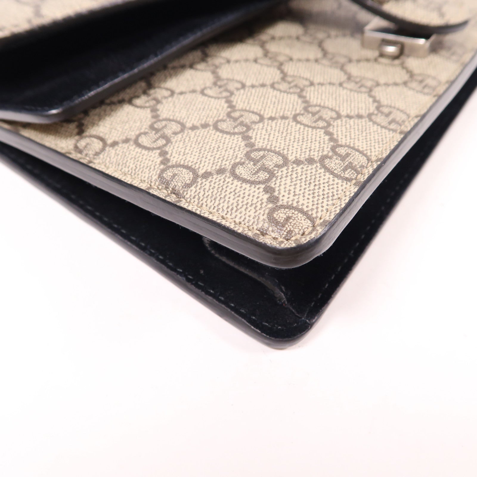 GUCCI 塗層帆布Dionysus GG Supreme Shoulder Bag銀扣鏈帶肩背袋