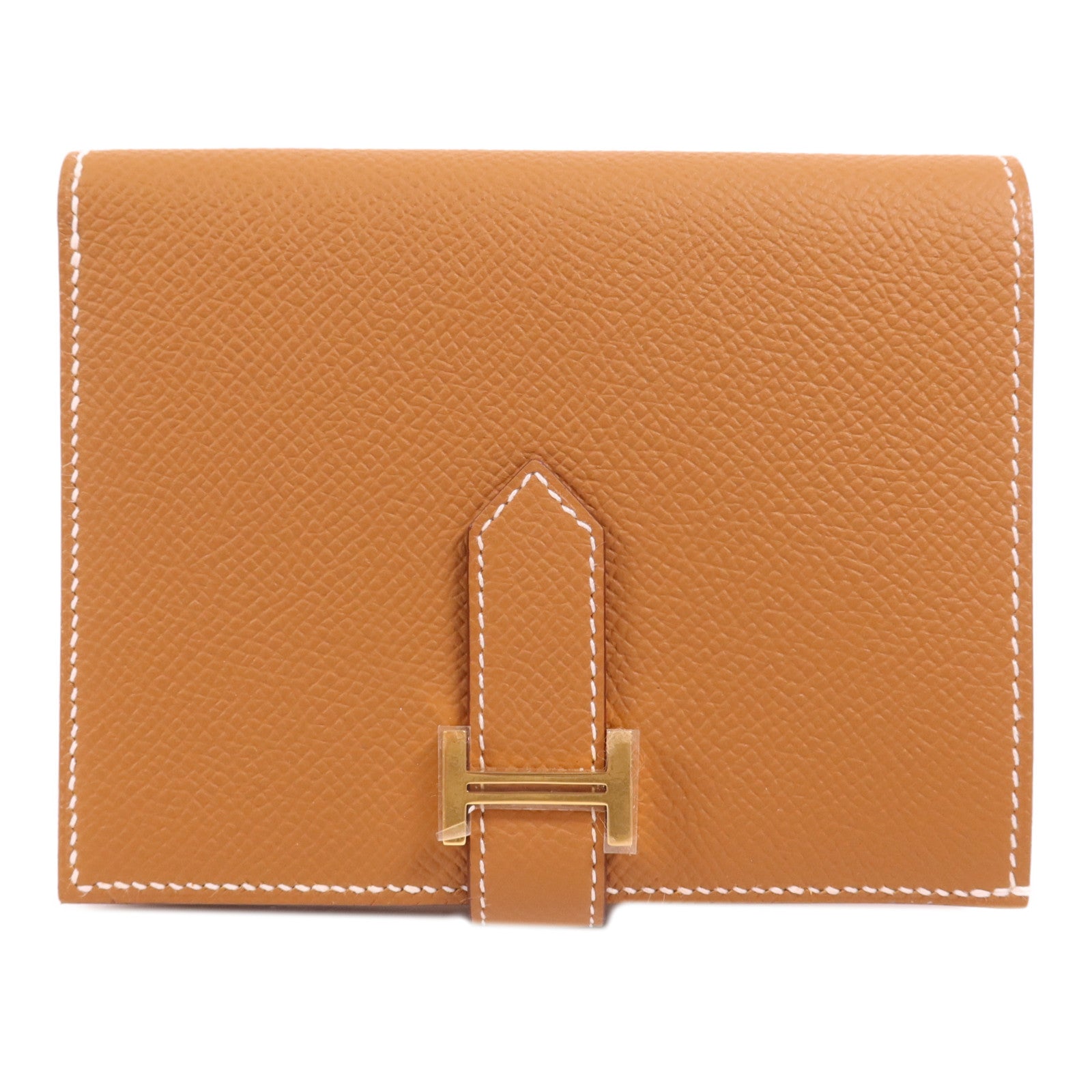 HERMES Epsom皮革P-Feuille Bearn Compact金扣錢包