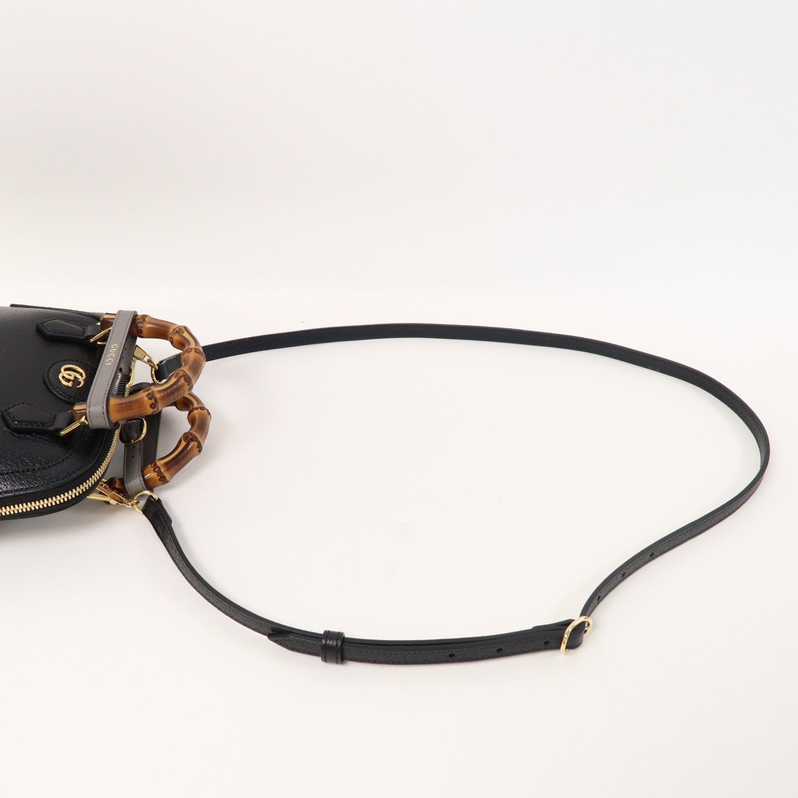 GUCCI 牛皮皮革Diana Mini金扣手挽肩背兩用袋黑色