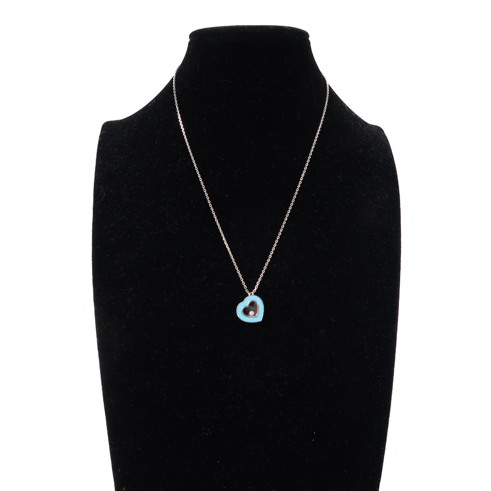 Chopard 18K白金Happy Diamond Necklace項鍊藍色