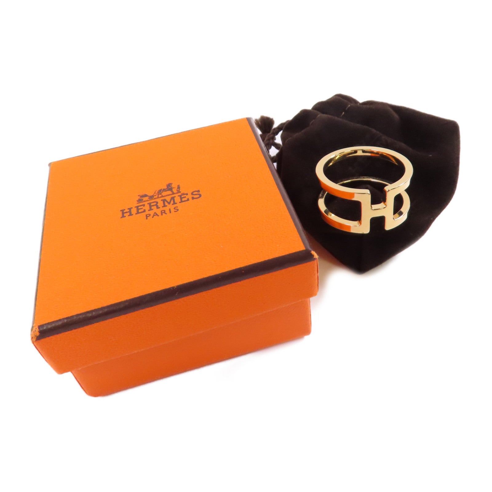 HERMES 金屬Permabrass H En Rond Scarf Ring絲巾扣