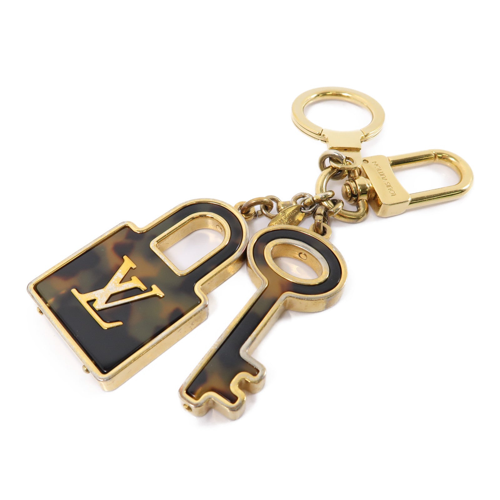 LOUIS VUITTON PVC/金屬Porte Cles鎖匙扣棕色/金色