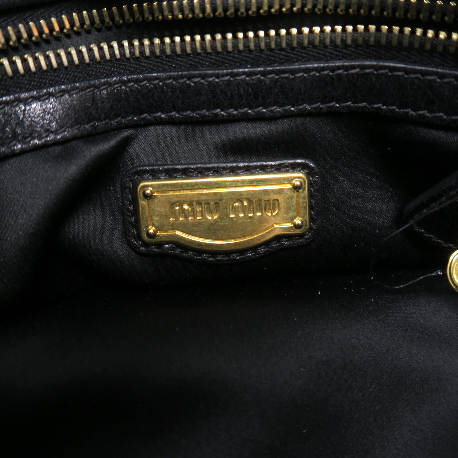 Miu Miu 【激減優惠】皮革2 Way Shoulder金扣手挽肩背兩用袋黑色