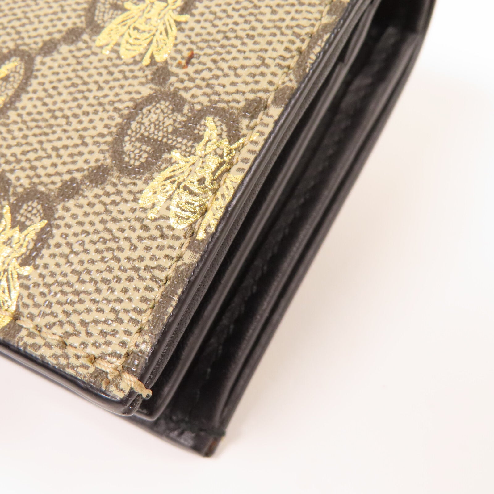 GUCCI 塗層帆布Bee Card Case金扣零錢包/卡套