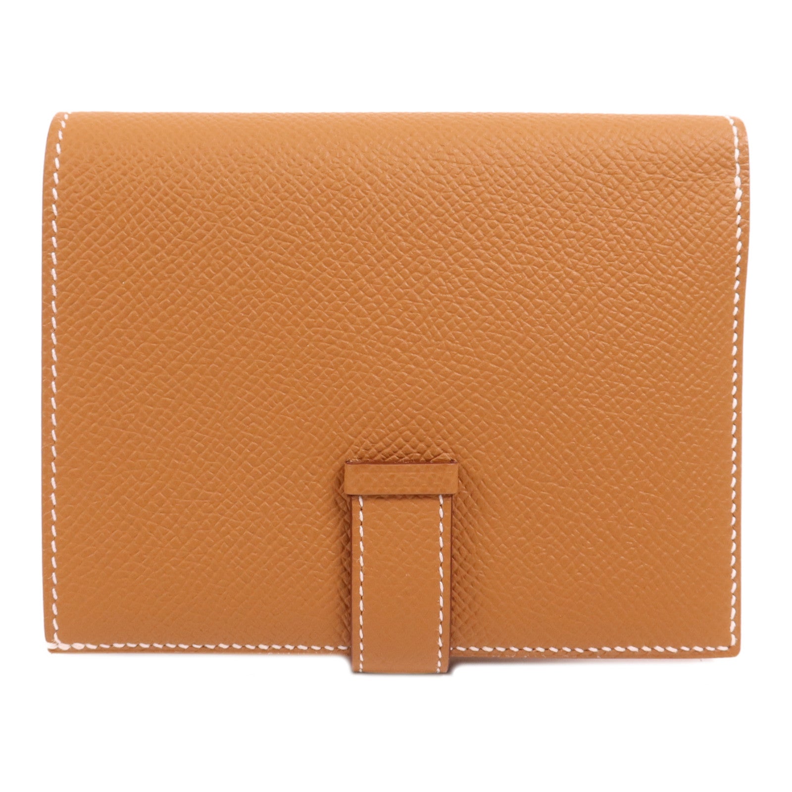 HERMES Epsom皮革P-Feuille Bearn Compact金扣錢包