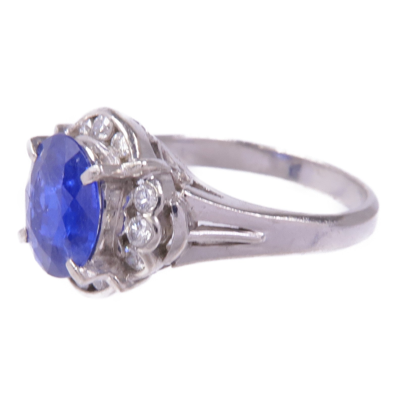 JEWELRY 【激減優惠】PT900鉑金Sapphire Diamond Ring藍寶石/Diamond Ring鑽石戒指US#6.25