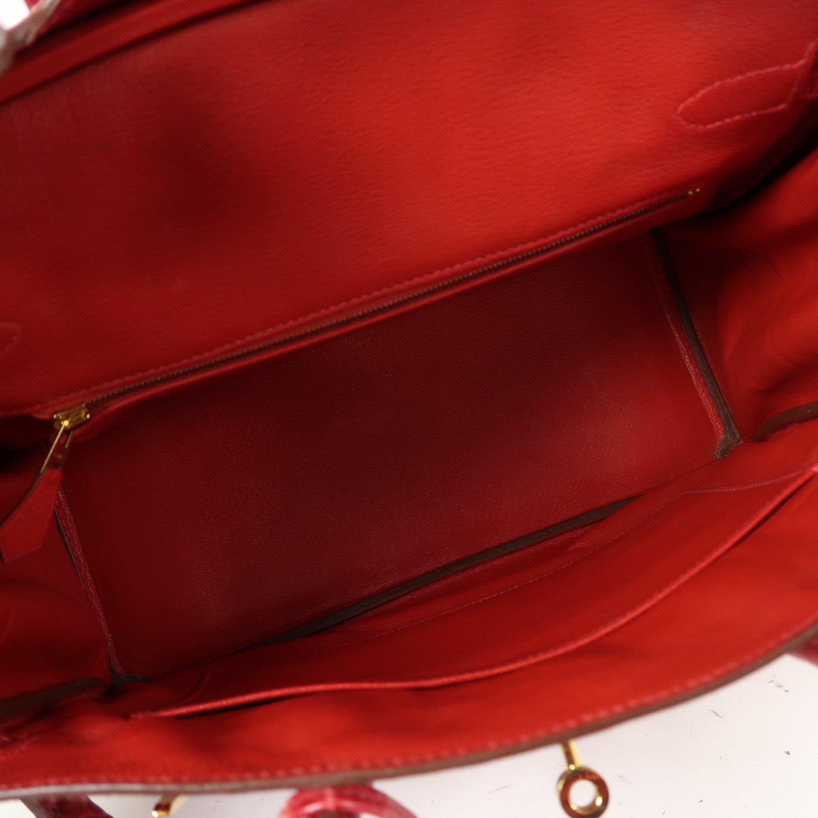 HERMES 鱷魚皮革Birkin 30金扣手挽袋Braise/紅色