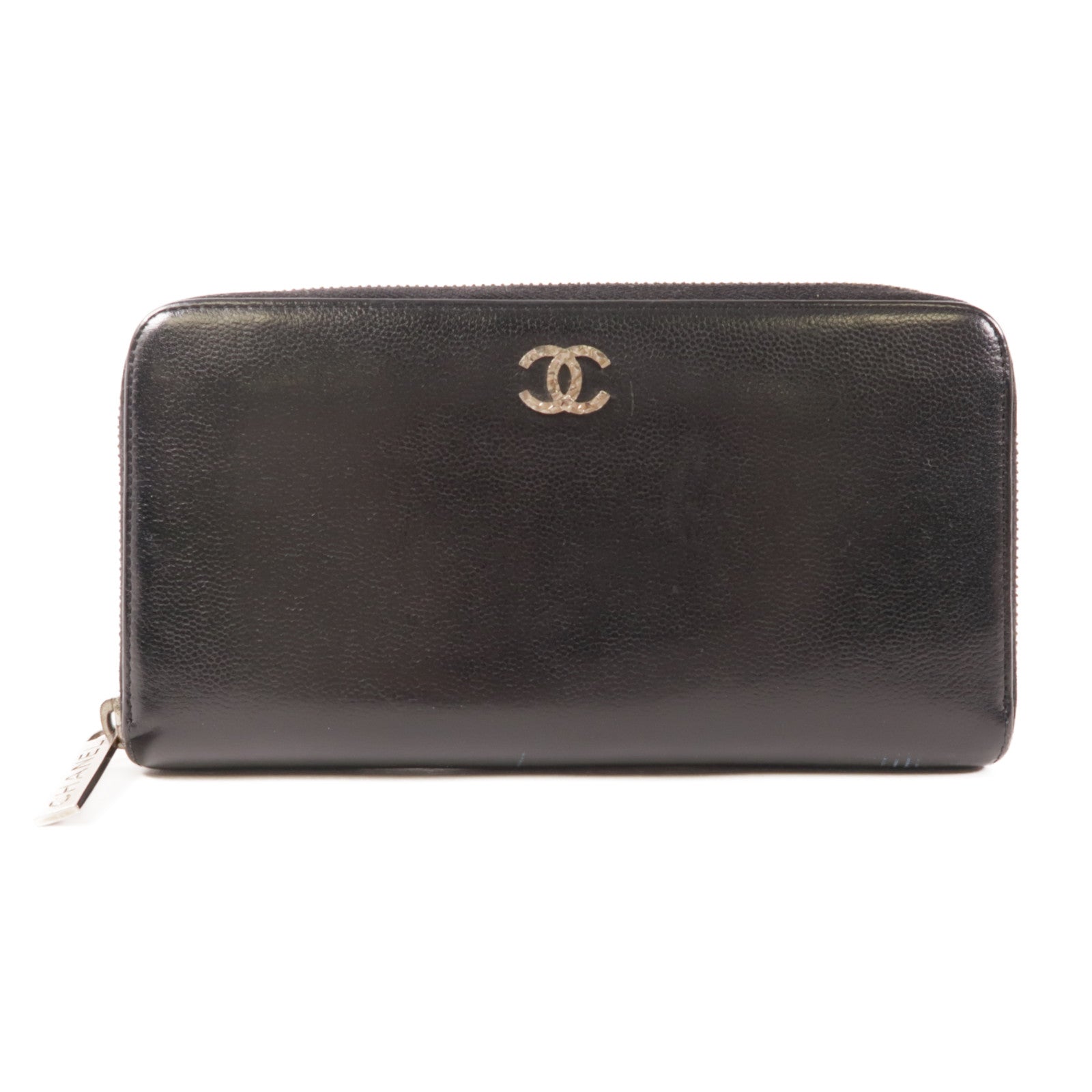 CHANEL 牛皮皮革Zipper Long Wallet銀扣長錢包
