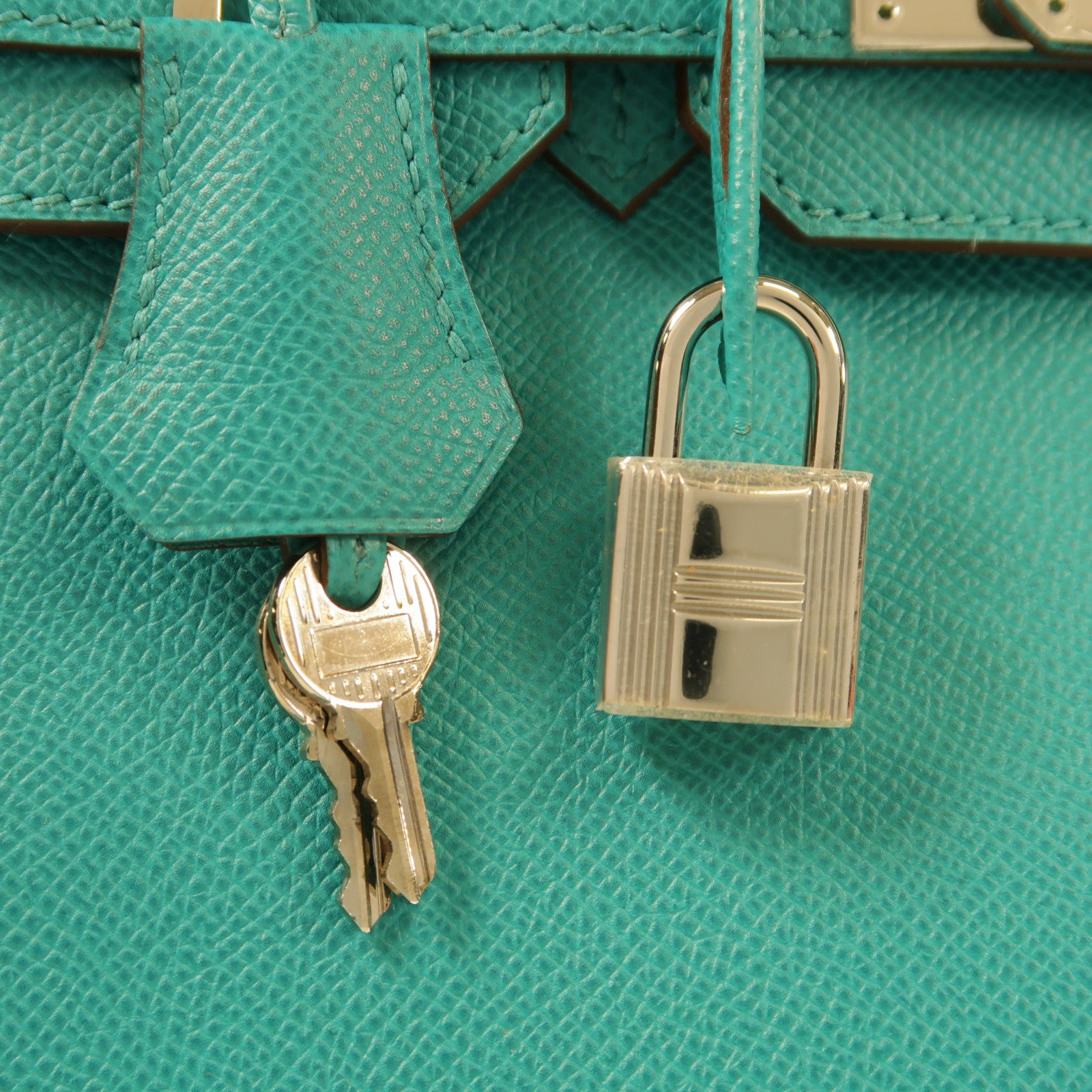 HERMES Epsom皮革Birkin 30銀扣手挽袋7F Bleu Paon