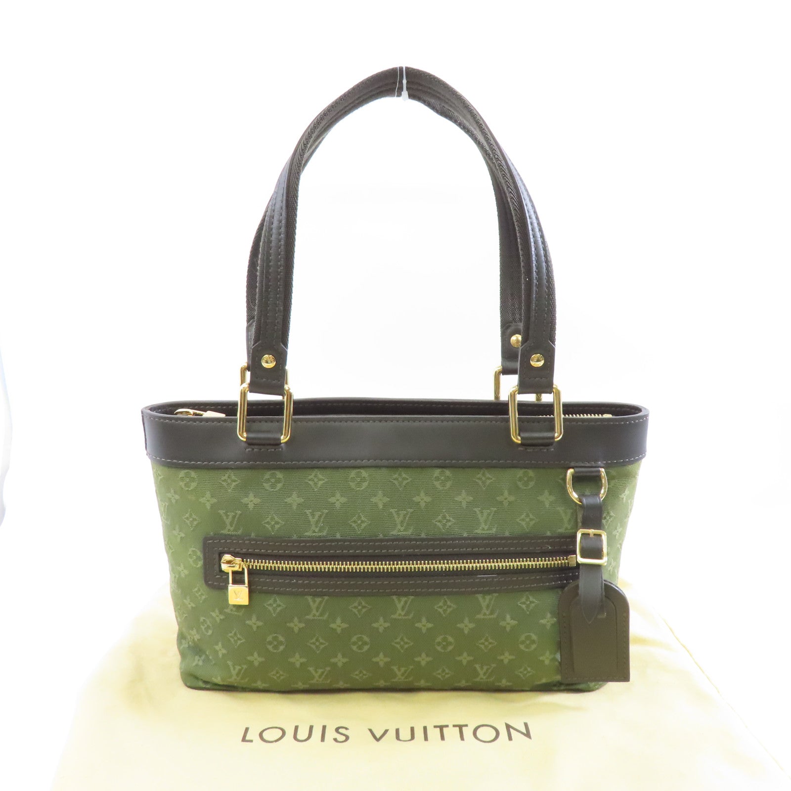 LOUIS VUITTON 帆布Lucille PM金扣肩背袋綠色