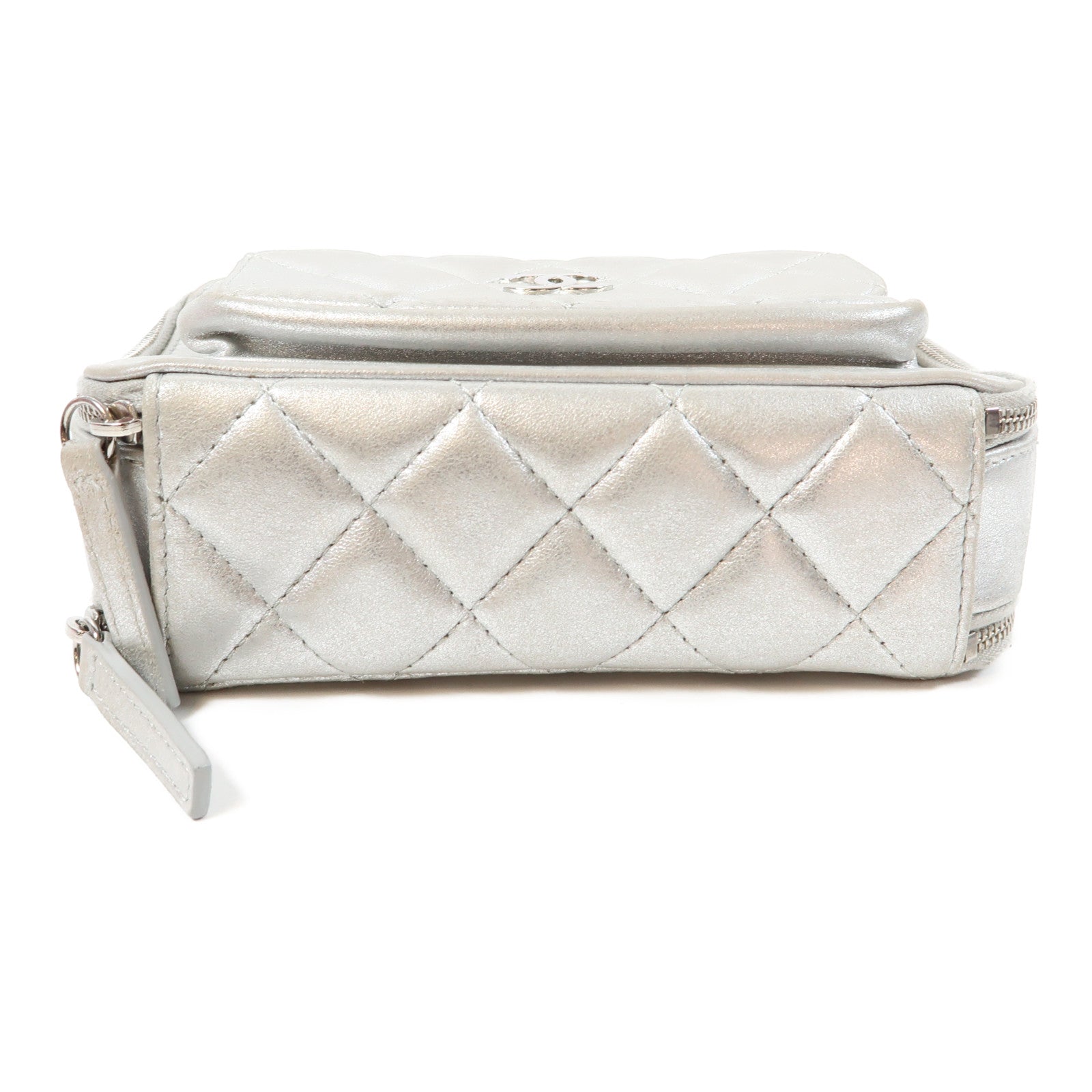 CHANEL 【激減優惠】菱格牛皮皮革Chain Shoulder Bag銀扣鏈帶肩背袋銀色