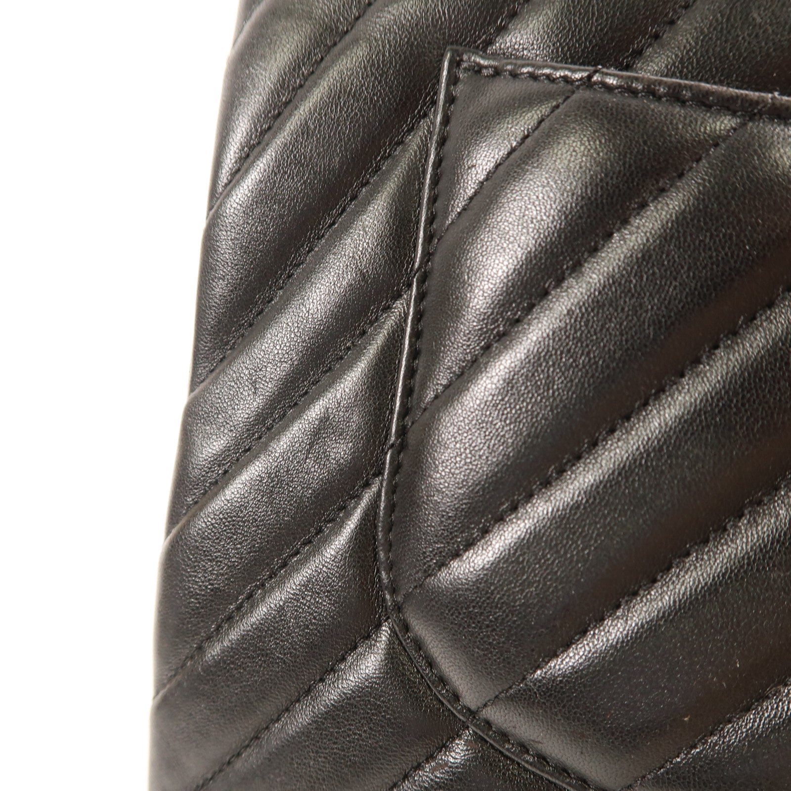 CHANEL CC GHW Shoulder Bag Chain Lambskin Leather Black