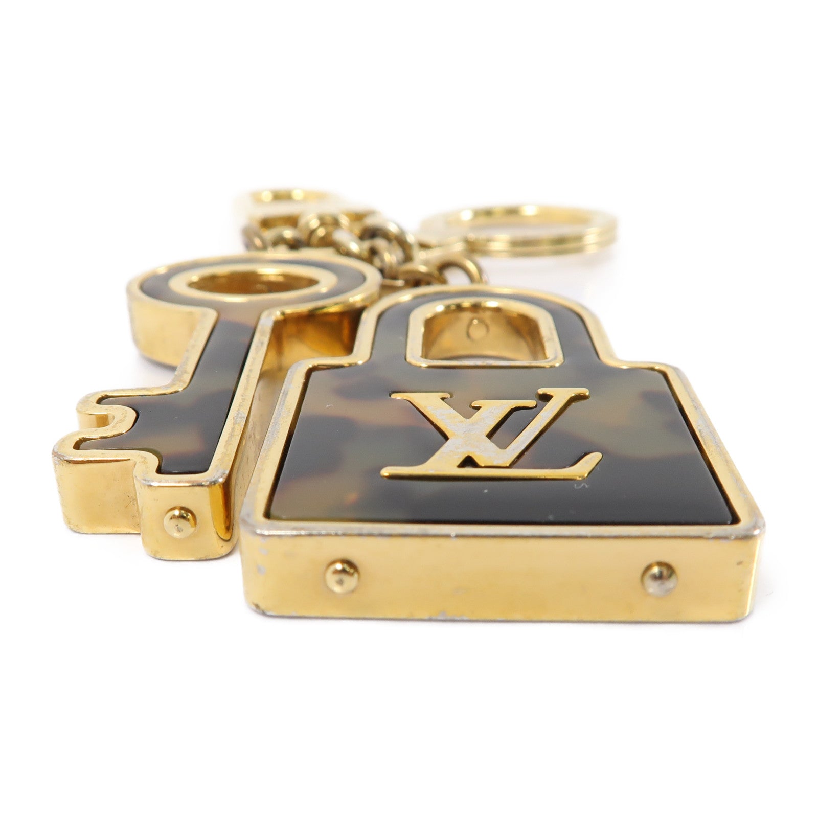 LOUIS VUITTON PVC/金屬Porte Cles鎖匙扣棕色/金色