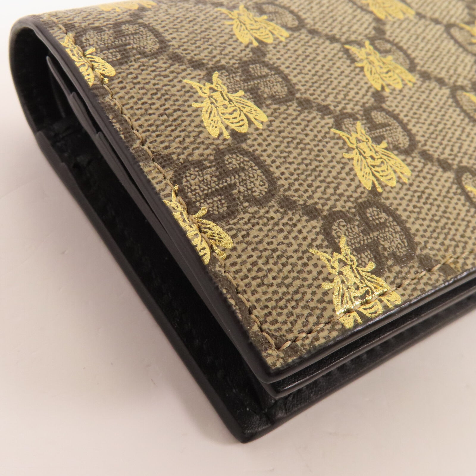 GUCCI 塗層帆布Bee Card Case金扣零錢包/卡套