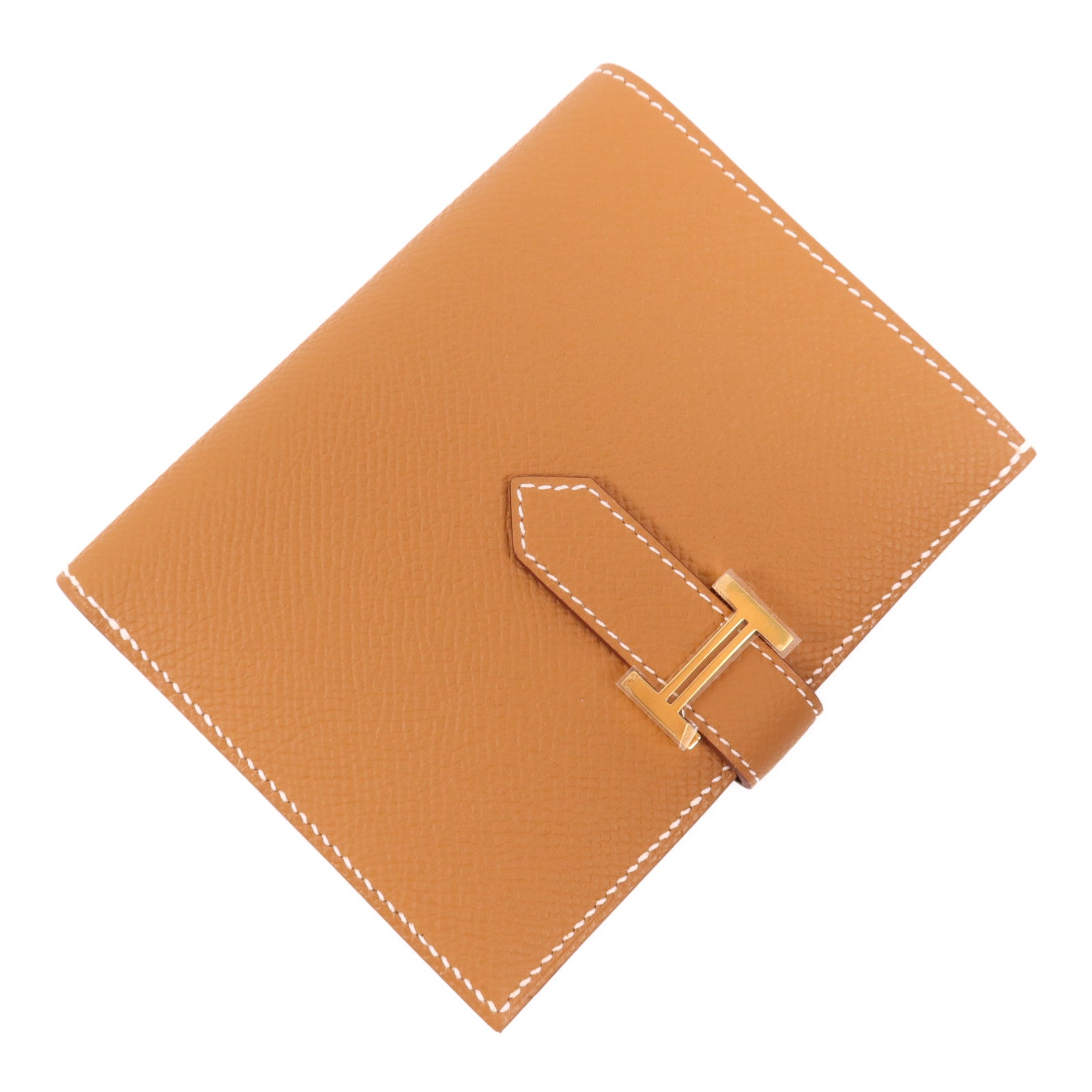 HERMES Epsom皮革P-Feuille Bearn Compact金扣錢包