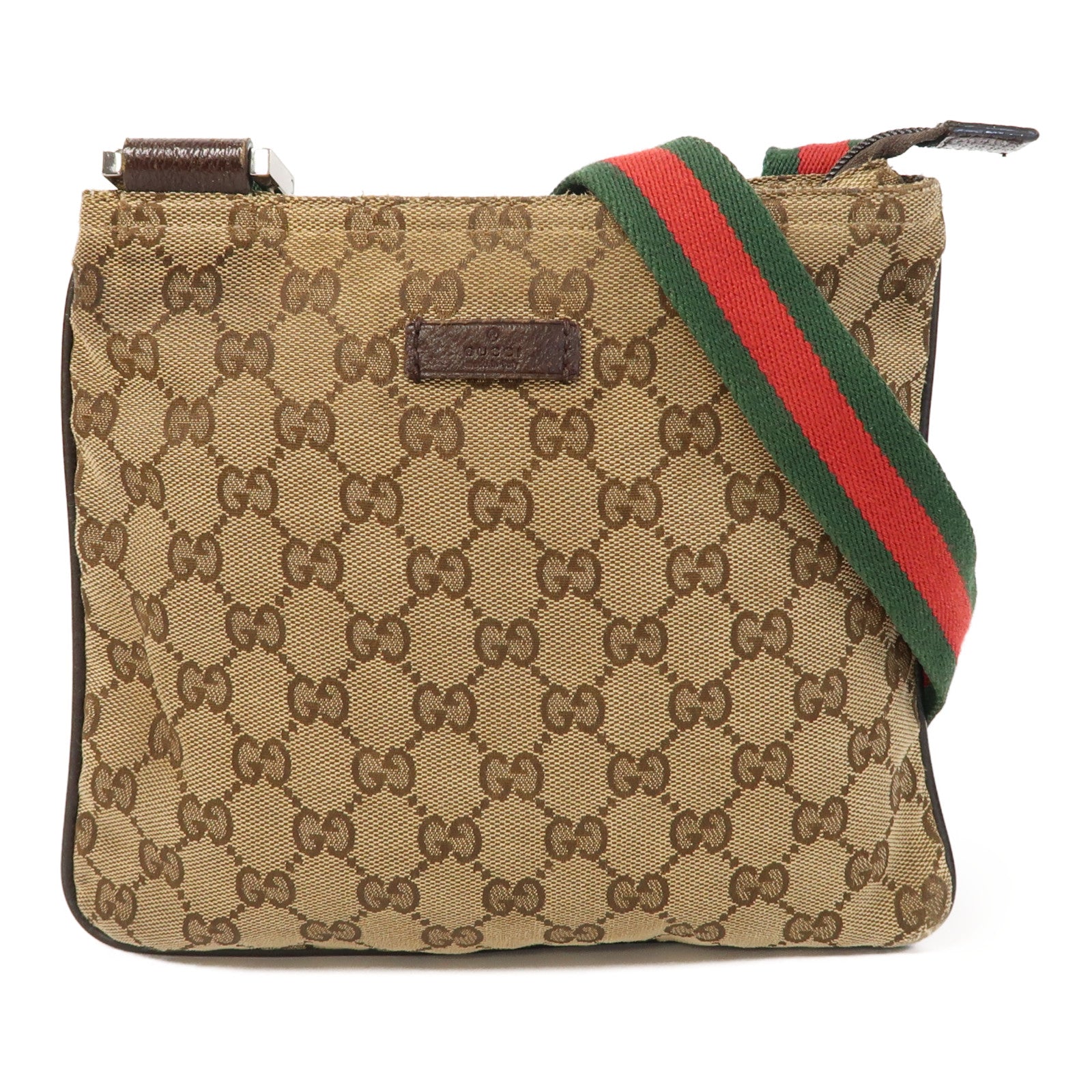 GUCCI 帆布Shoulder Bag銀扣肩背袋啡色