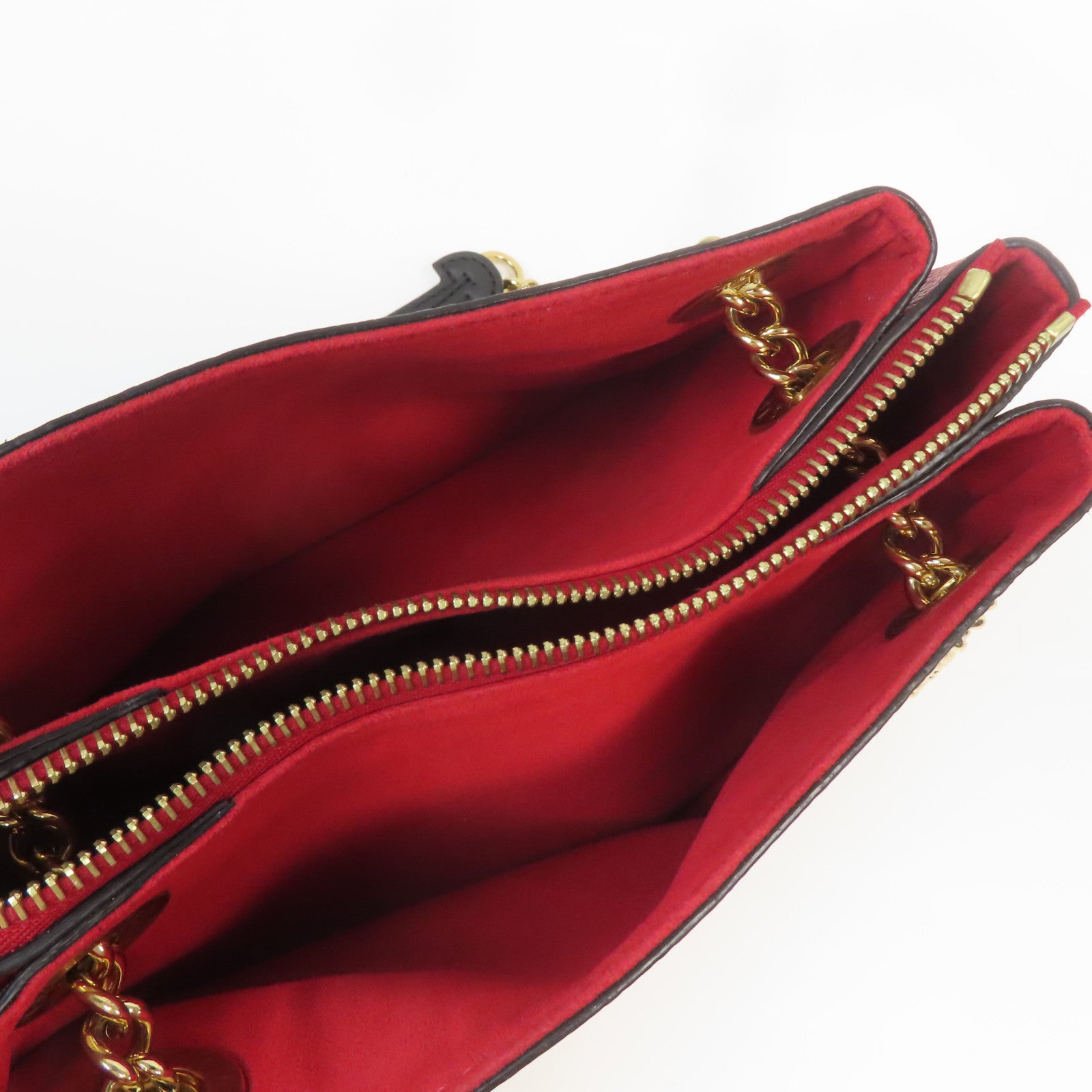 LOUIS VUITTON Monogram Surene BB金扣鏈帶肩背袋啡色/紅色