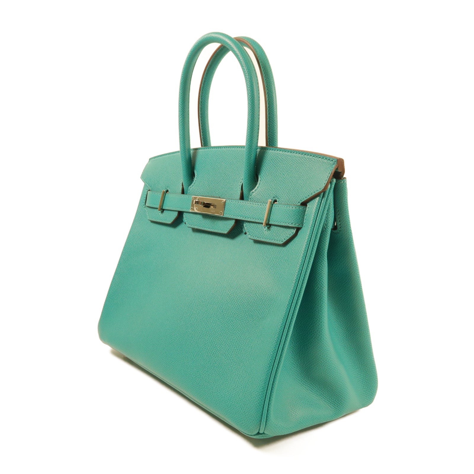 HERMES Epsom皮革Birkin 30銀扣手挽袋7F Bleu Paon