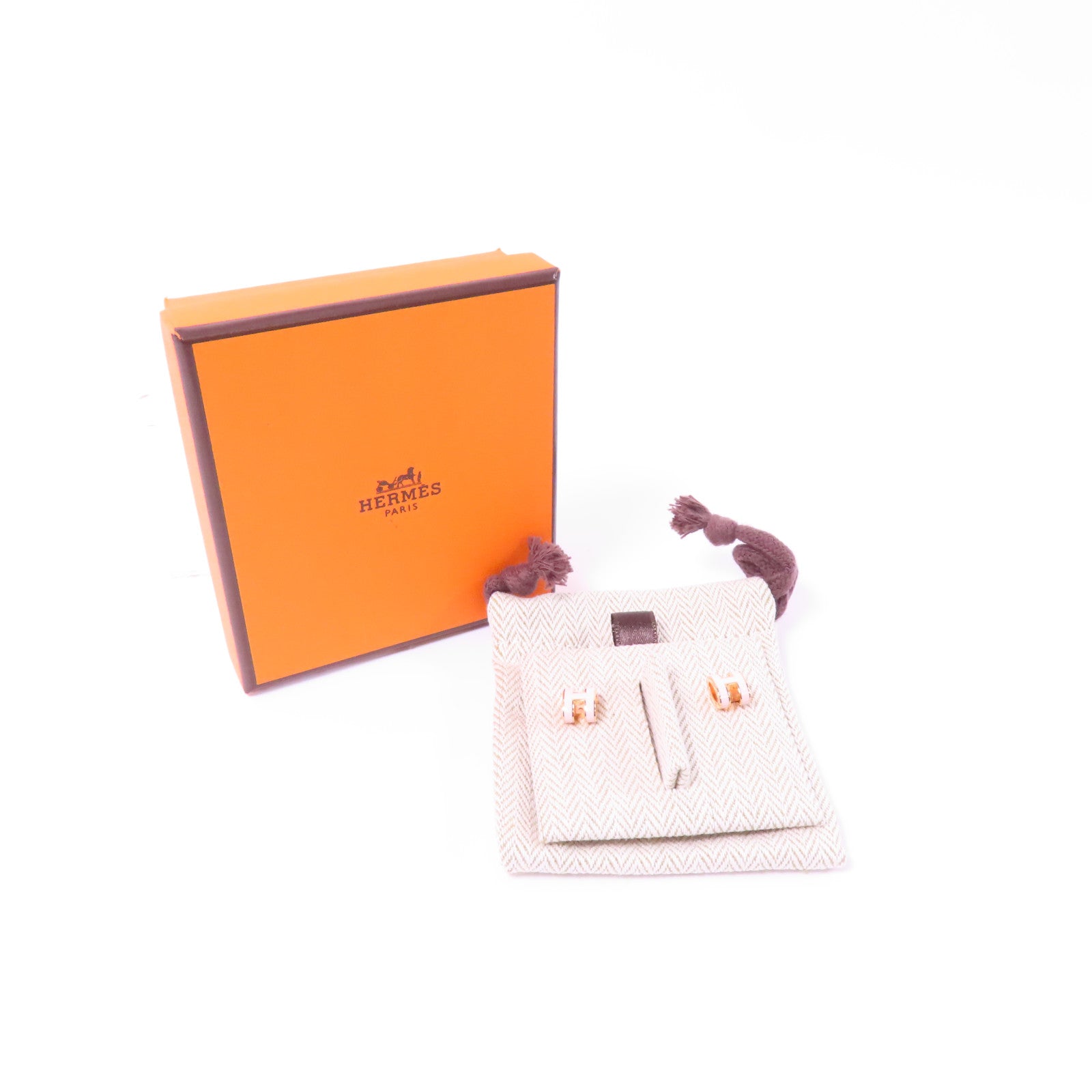 HERMES 金屬Pop H Earrings耳環Rose Sakura櫻花粉色