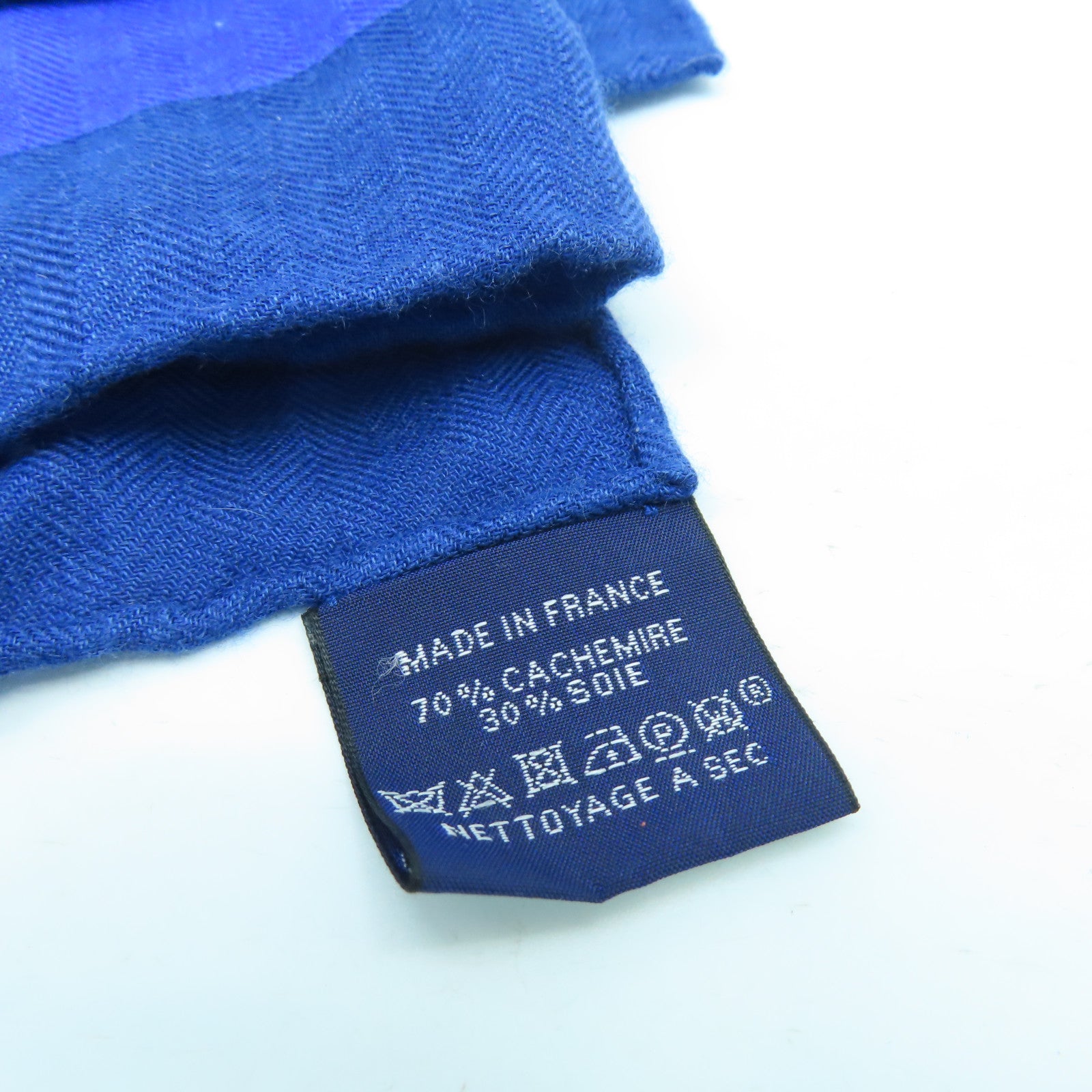 HERMES 【激減優惠】羊絨/絲質Scarf圍巾藍色