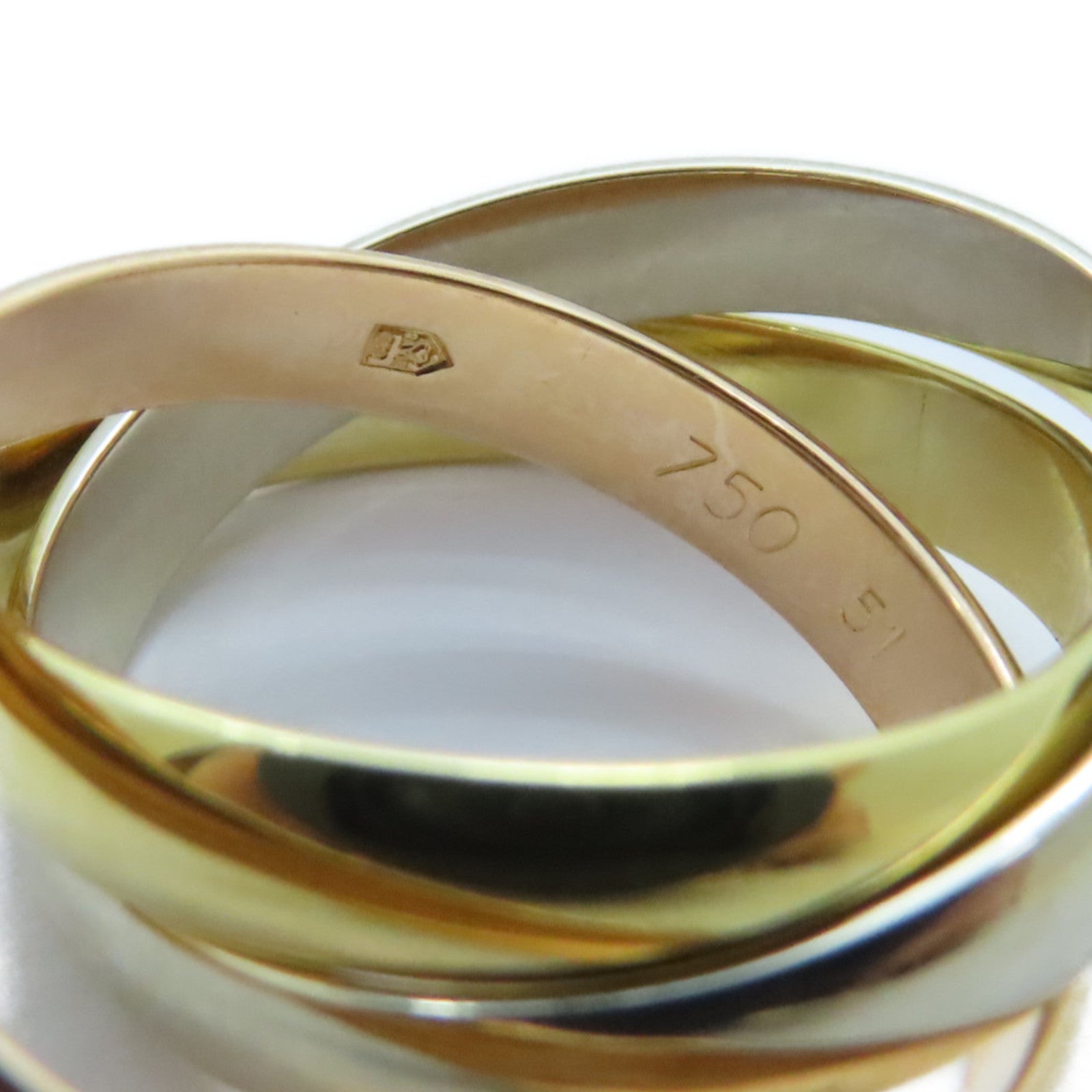 CARTIER 18K黃金/白金/玫瑰金Trinity Ring戒指Cartier#51/US#5.75