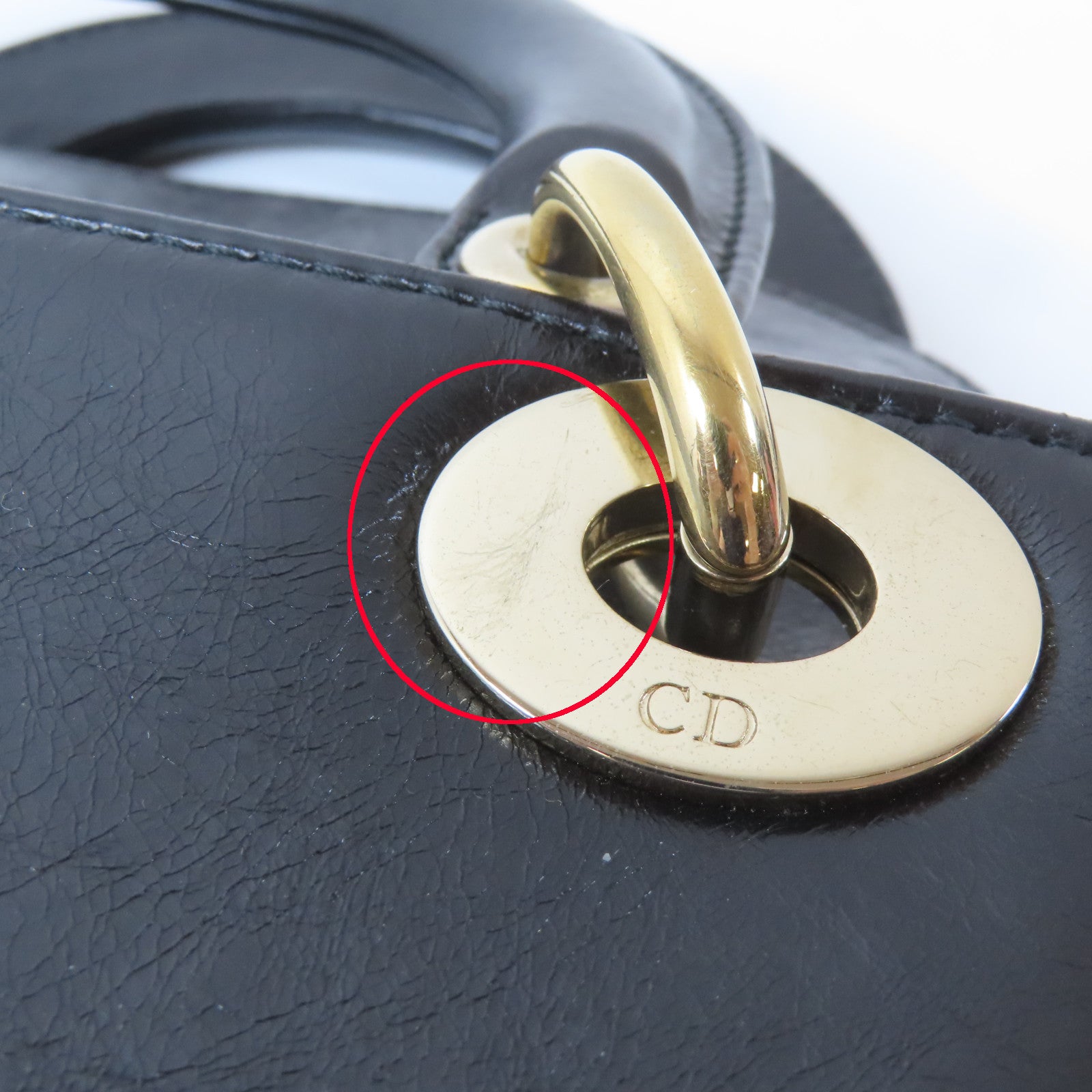 Dior 【激減優惠】牛皮皮革Sequin Mini金扣手挽肩背兩用袋黑色