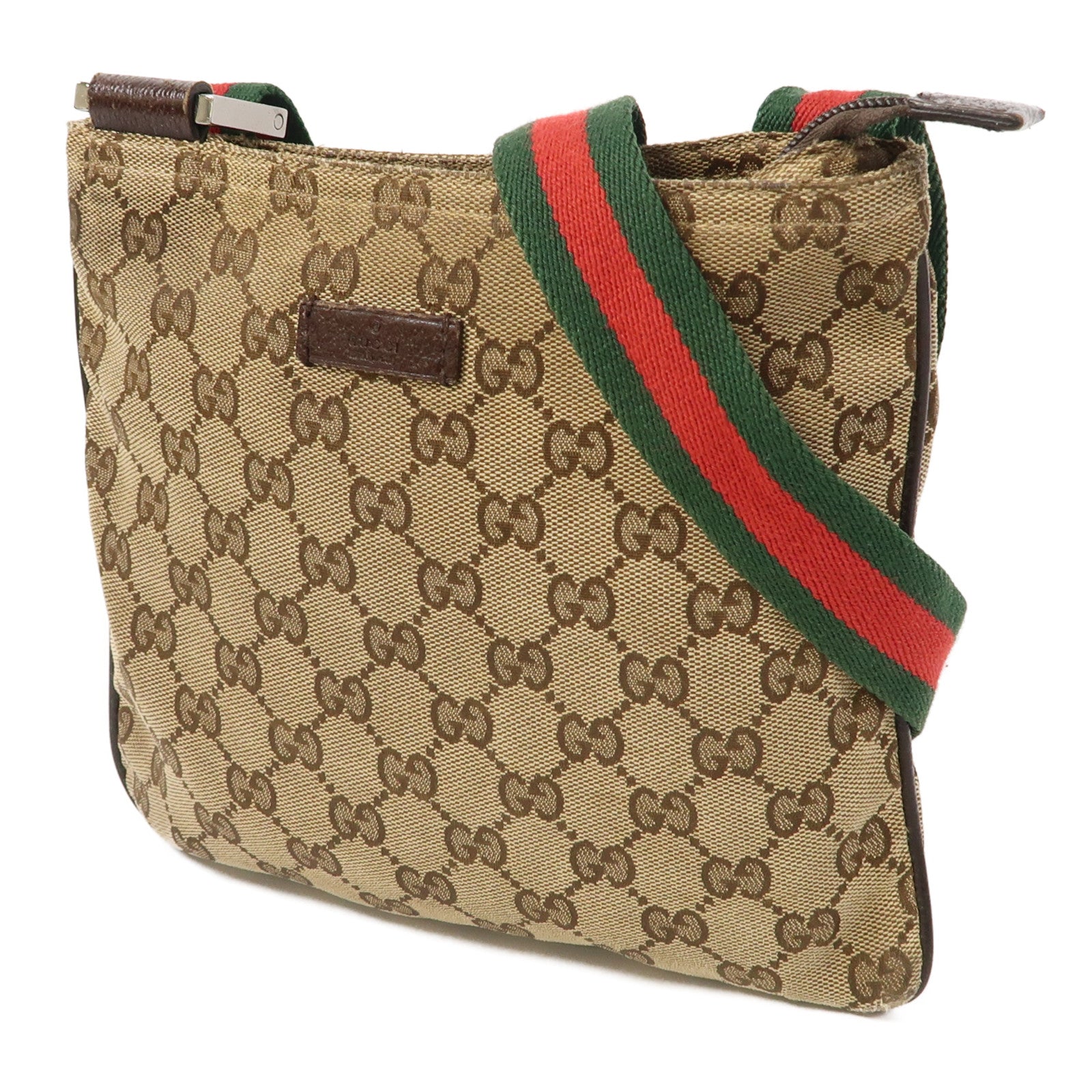 GUCCI 帆布Shoulder Bag銀扣肩背袋啡色
