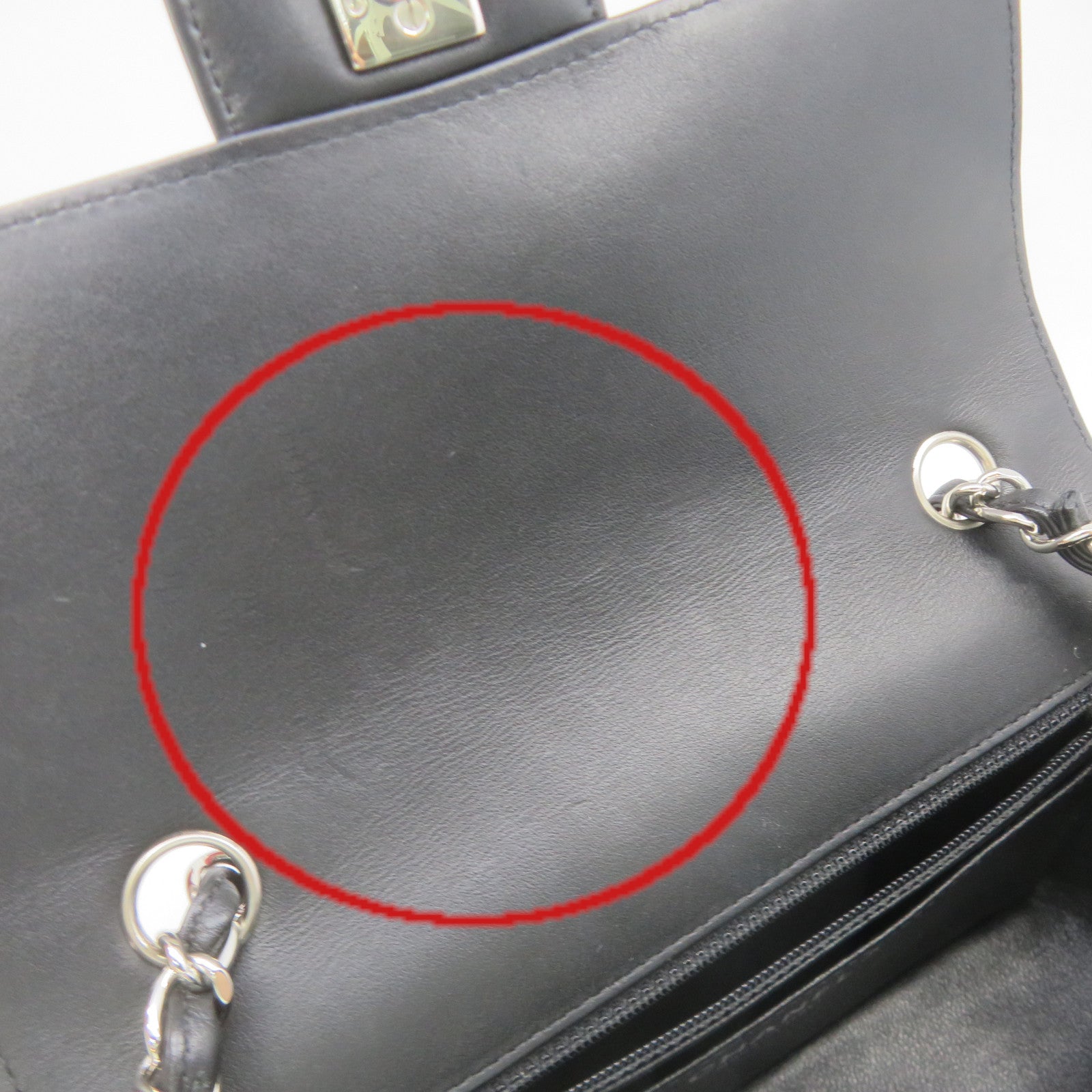 CHANEL 菱格漆皮皮革Chain Shoulder Bag银扣链带肩背袋红色/黑色