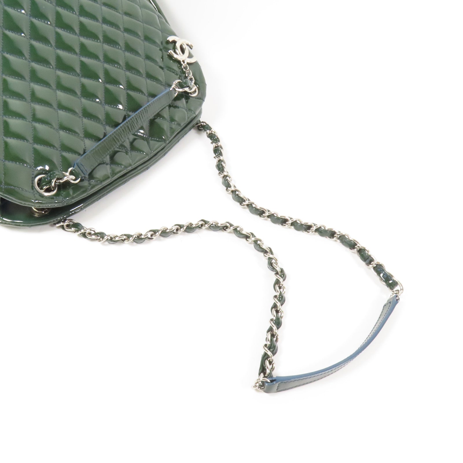 CHANEL 漆皮皮革Shoulder Bag銀扣肩背袋