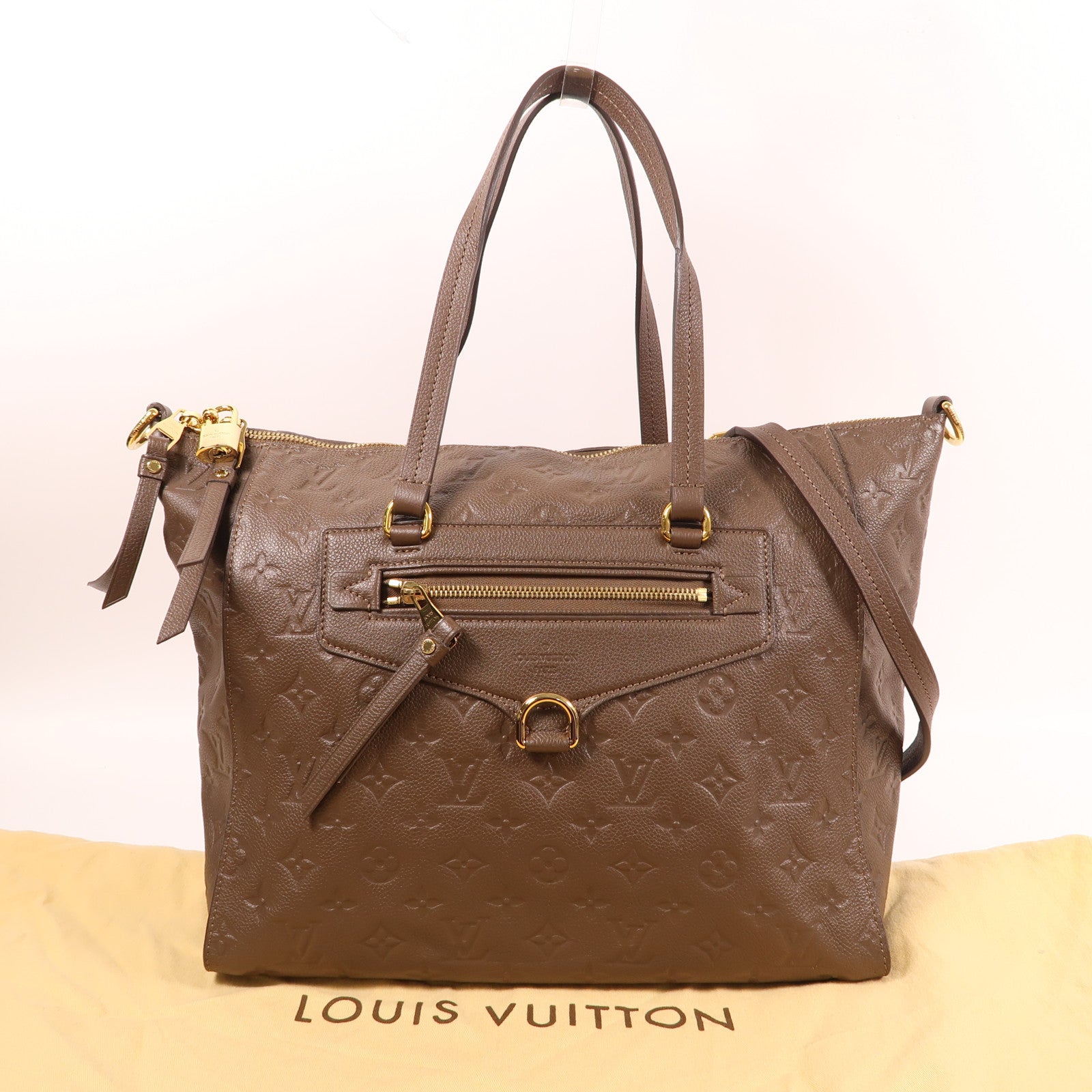LOUIS VUITTON 【激減優惠】Monogram Empreinte Lumineuse PM金扣手挽肩背兩用袋棕色