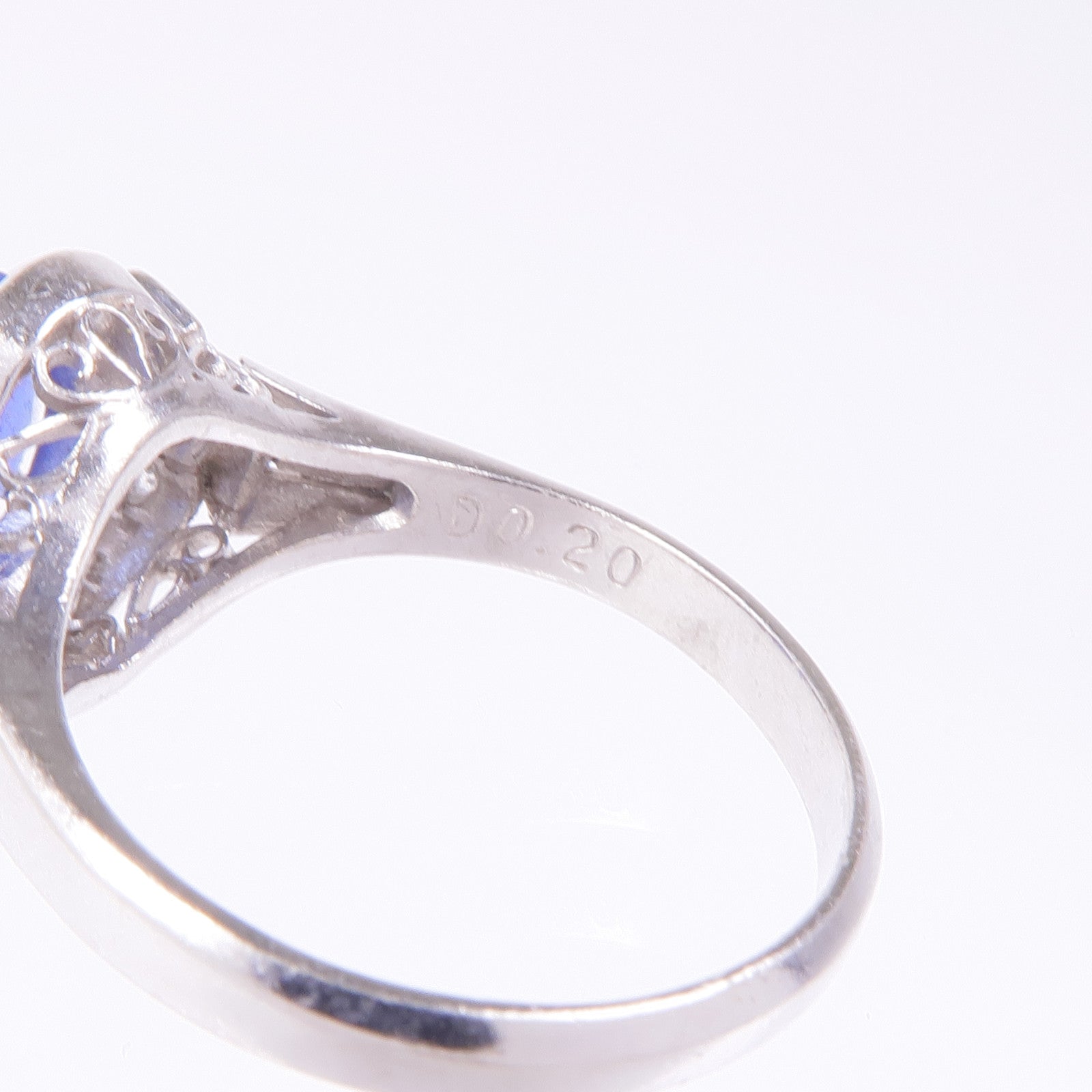 JEWELRY 【激減優惠】PT900鉑金Sapphire Diamond Ring藍寶石/Diamond Ring鑽石戒指US#6.25