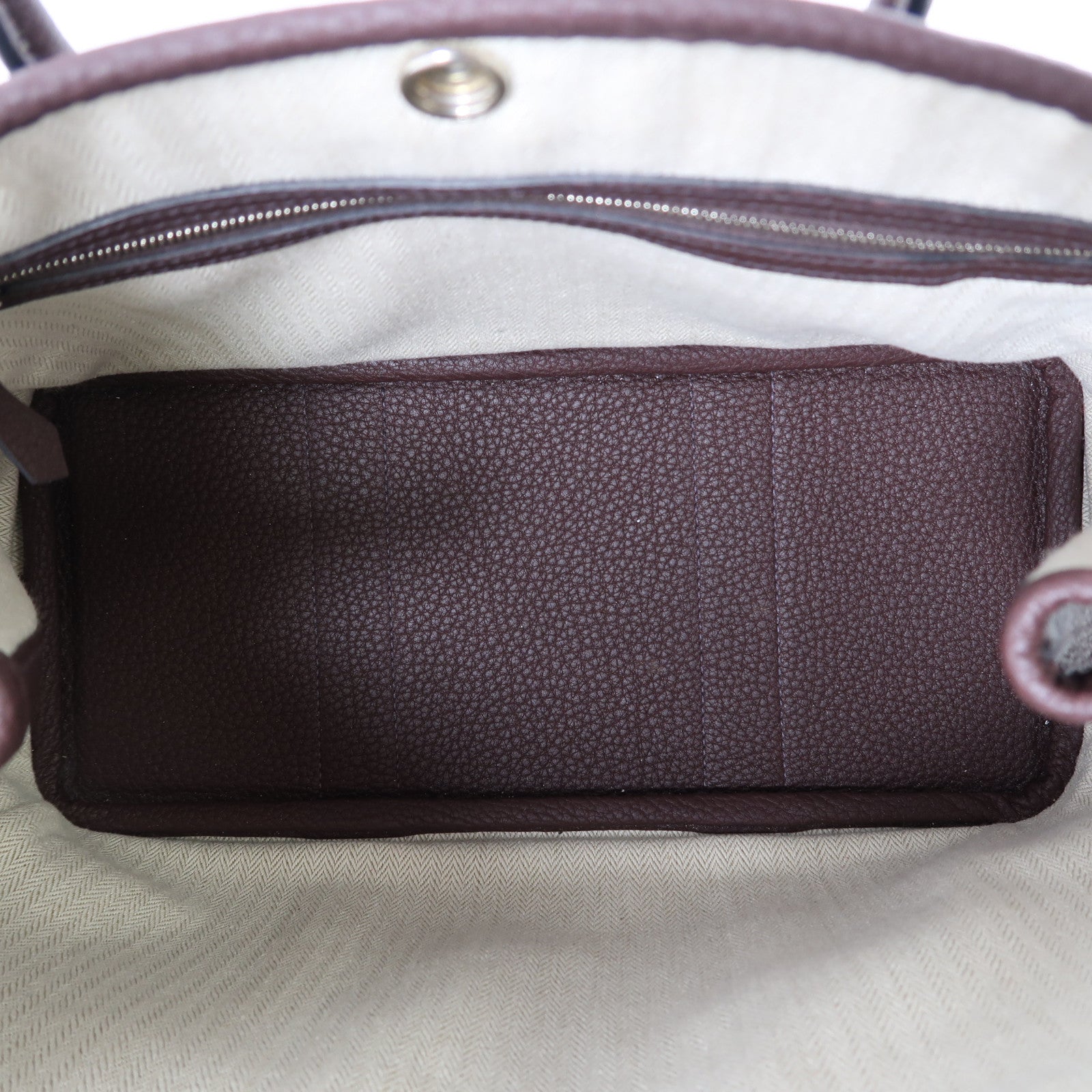 HERMES Negonda皮革Garden Party TPM銀扣手挽袋Rouge Sellier啡色