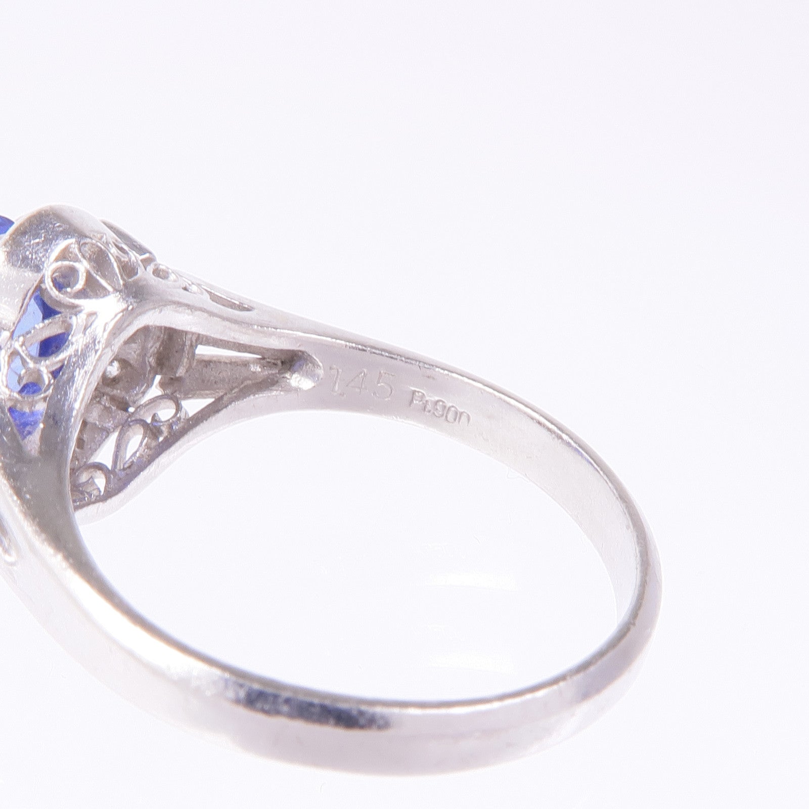 JEWELRY 【激減優惠】PT900鉑金Sapphire Diamond Ring藍寶石/Diamond Ring鑽石戒指US#6.25