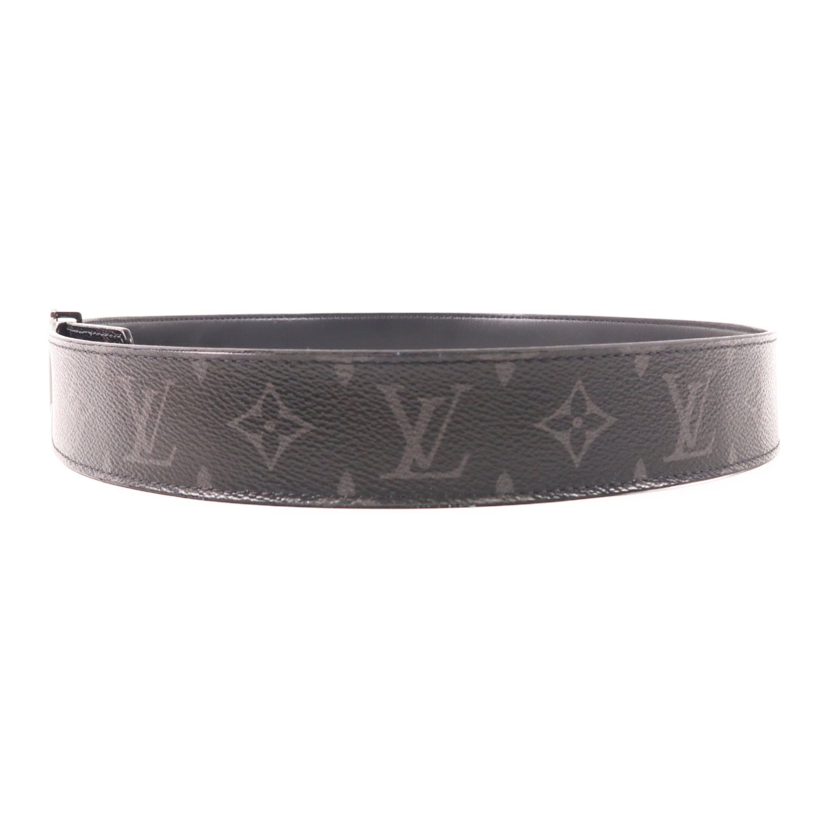 LOUIS VUITTON Monogram Eclipse Initiales Belt銀扣腰帶