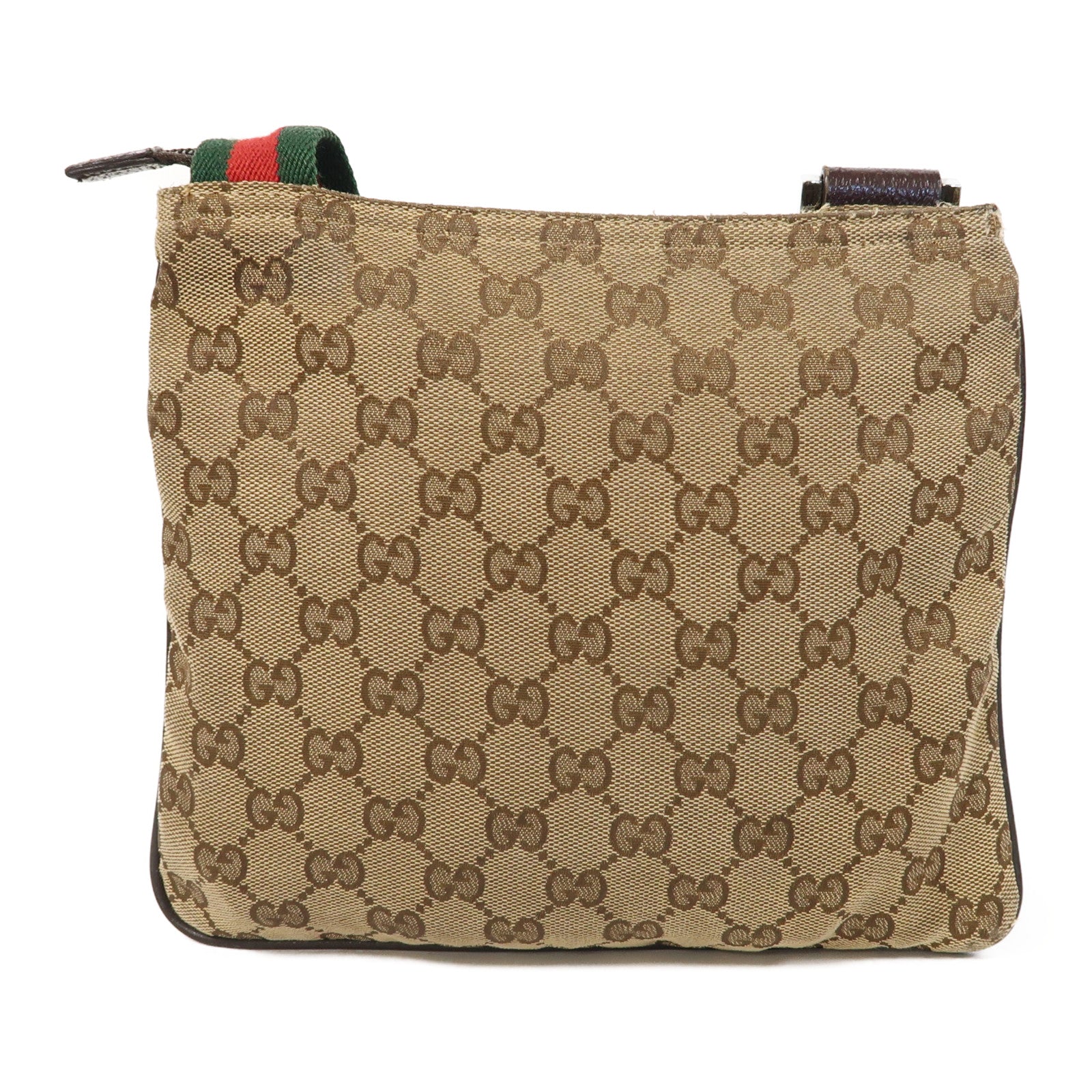 GUCCI 帆布Shoulder Bag銀扣肩背袋啡色