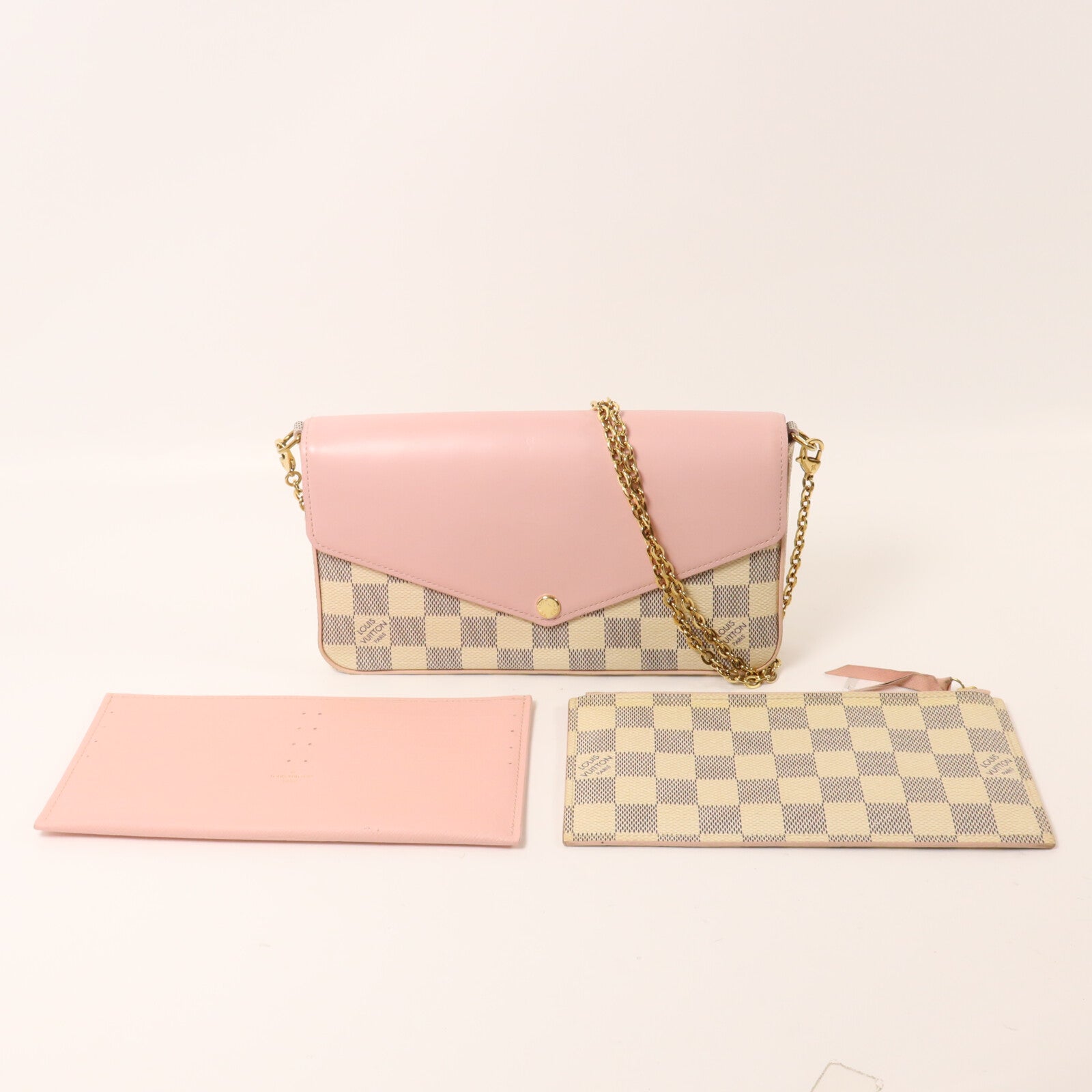 LOUIS VUITTON Damier Azur Felicie Pochette鏈帶肩背袋