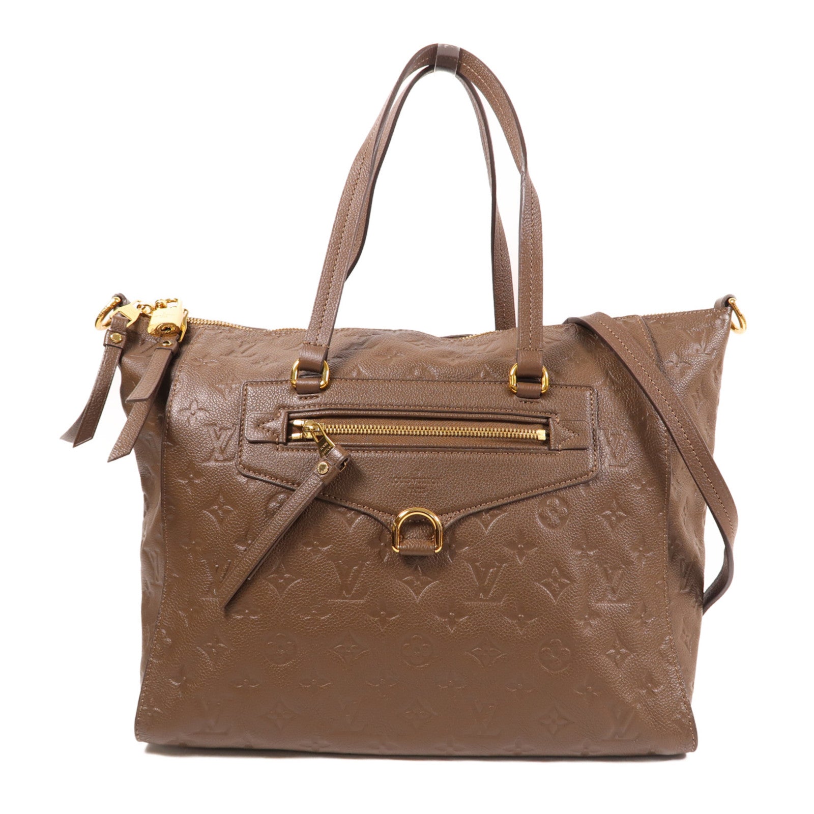 LOUIS VUITTON 【激減優惠】Monogram Empreinte Lumineuse PM金扣手挽肩背兩用袋棕色