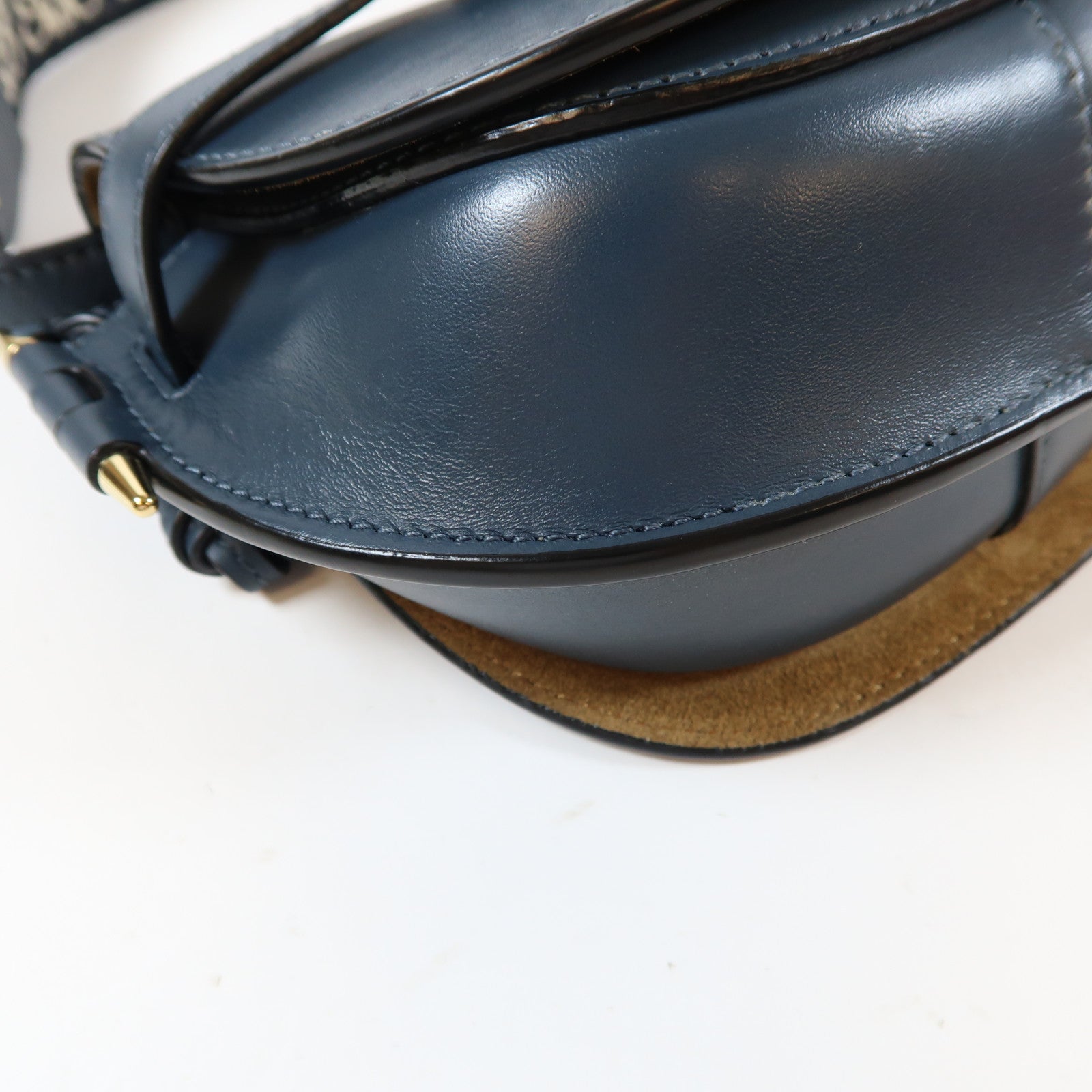 LOEWE 牛皮皮革Mini Gate金扣肩背袋深藍色
