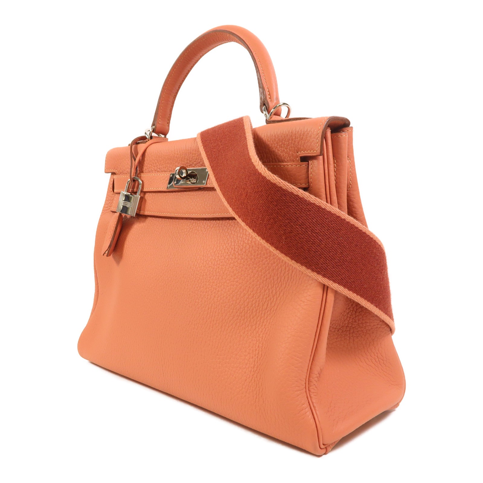 HERMES Clemence皮革Kelly 32 Amazon銀扣手挽肩背兩用袋Rose Tea