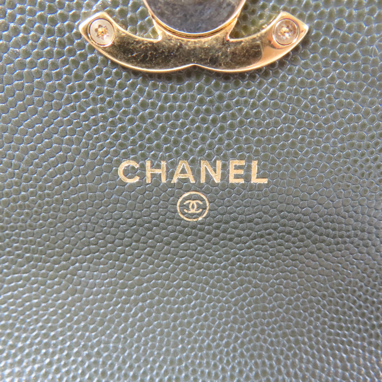 CHANEL 菱格Caviar皮革Coco First WOC金扣鏈帶手挽肩背兩用袋綠色
