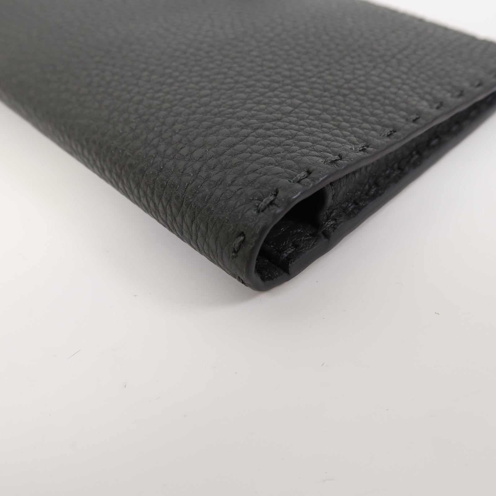 FENDI 牛皮皮革 Selleria銀扣長錢包灰色