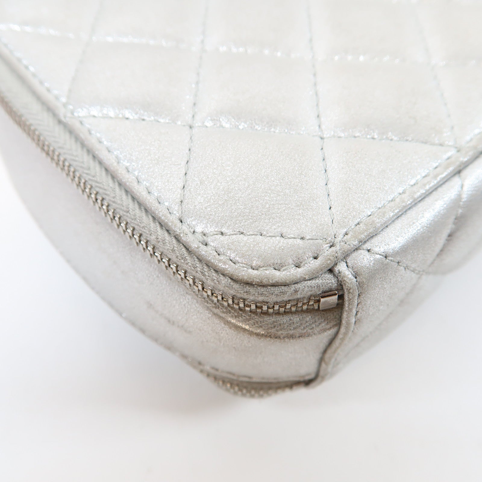 CHANEL 【激減優惠】菱格牛皮皮革Chain Shoulder Bag銀扣鏈帶肩背袋銀色