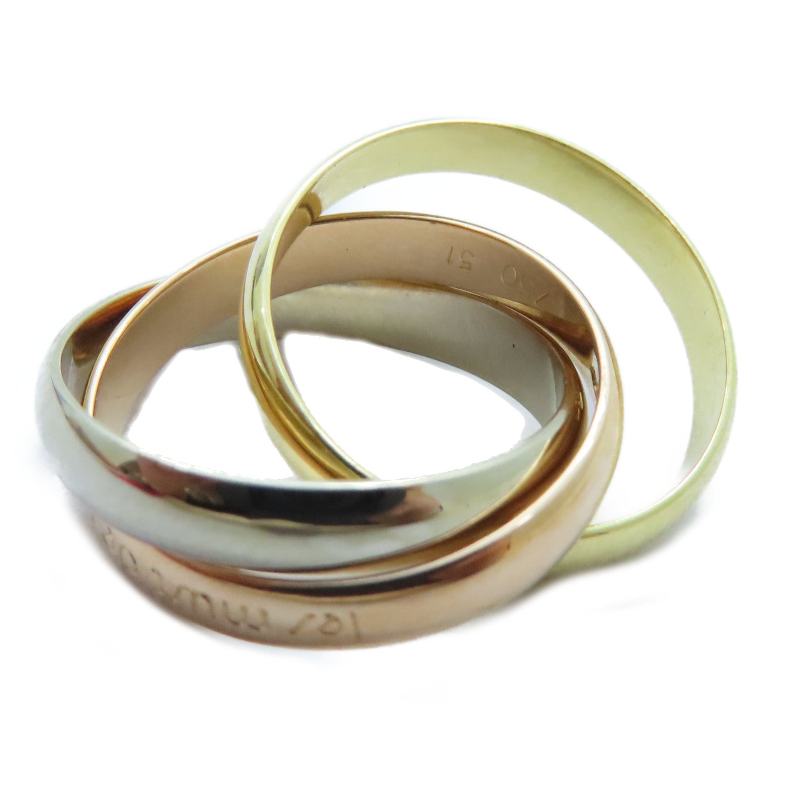 CARTIER 18K黃金/白金/玫瑰金Trinity Ring戒指Cartier#51/US#5.75
