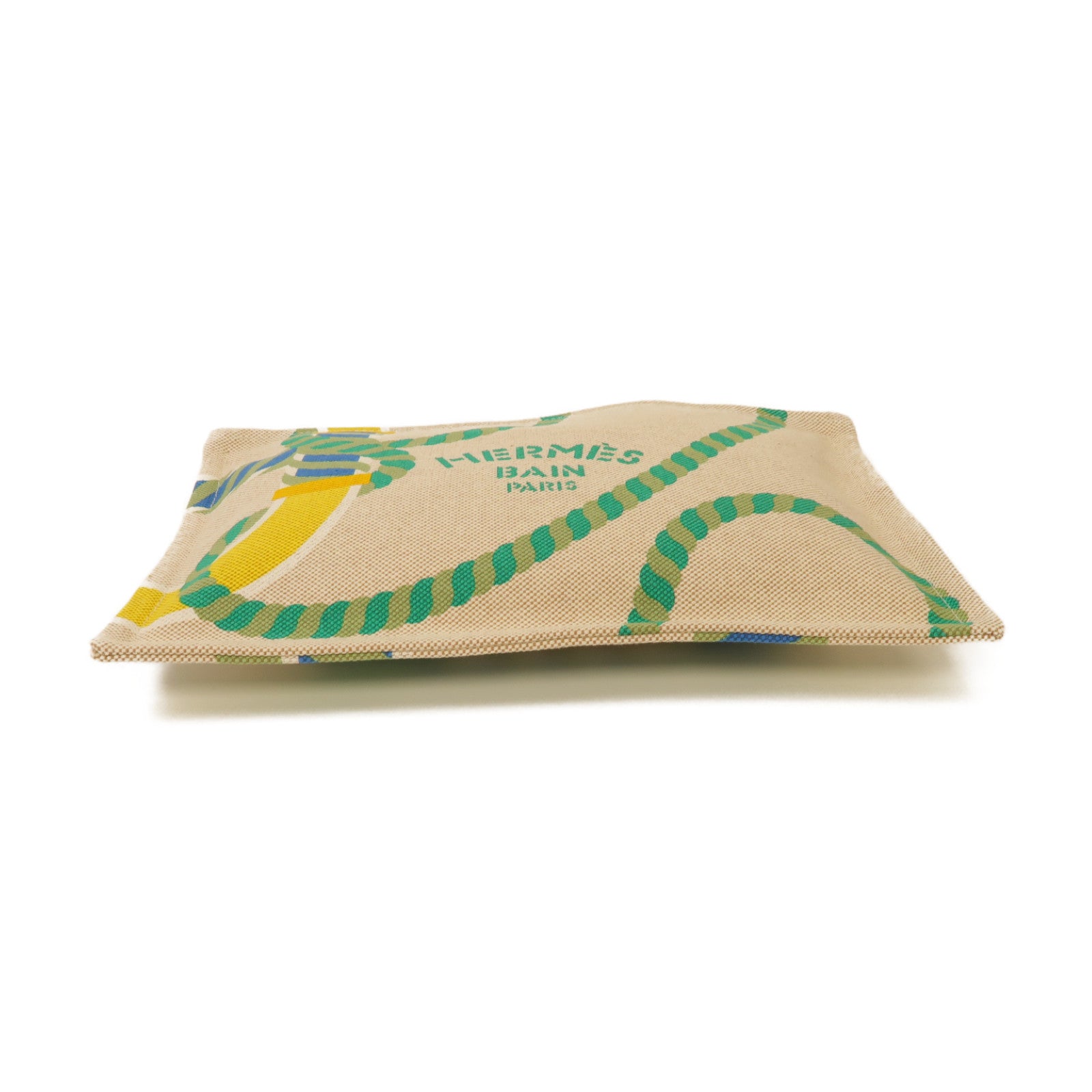 HERMES 【激減優惠】帆布Clutch Bag銀扣手拿包米色