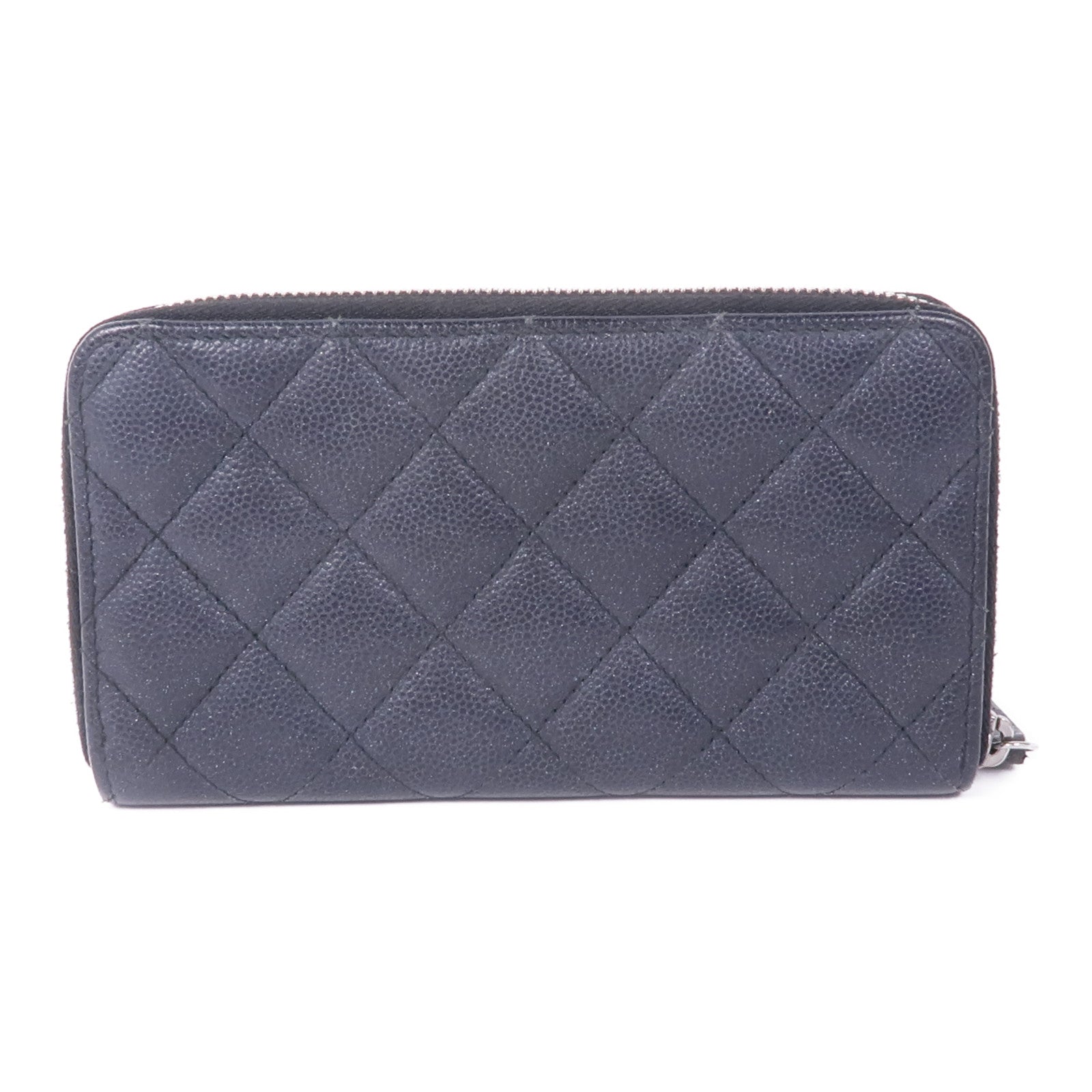CHANEL 牛皮皮革Zipper Wallet銀扣錢包